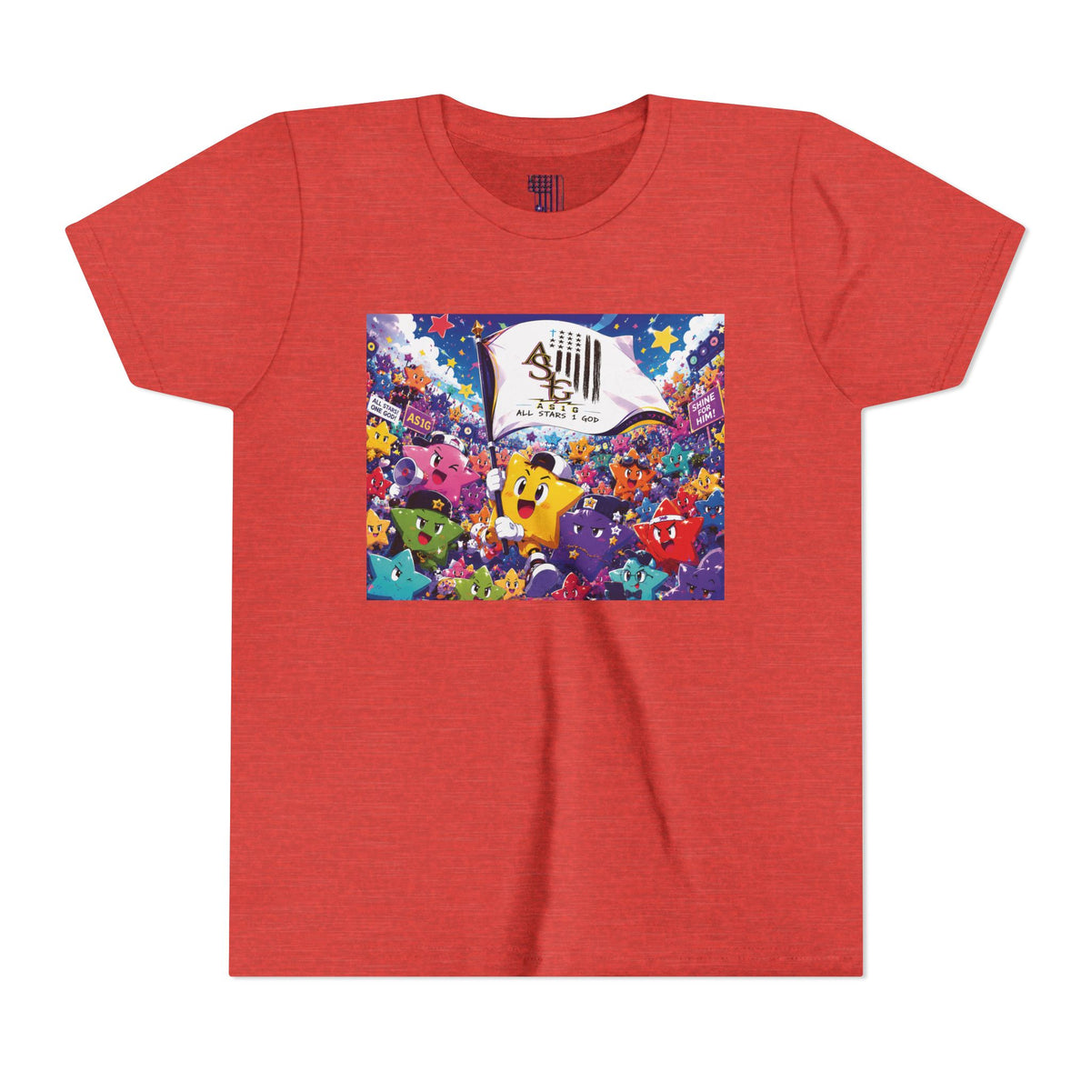 STAR RALLY - Colorful Cartoon Stars Crew with 'The First' Cap Design