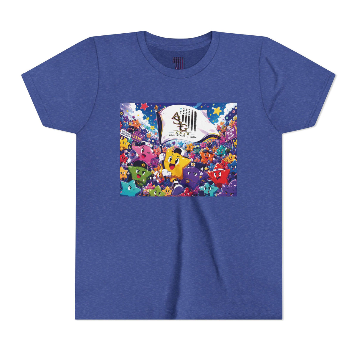 STAR RALLY - Colorful Cartoon Stars Crew with 'The First' Cap Design
