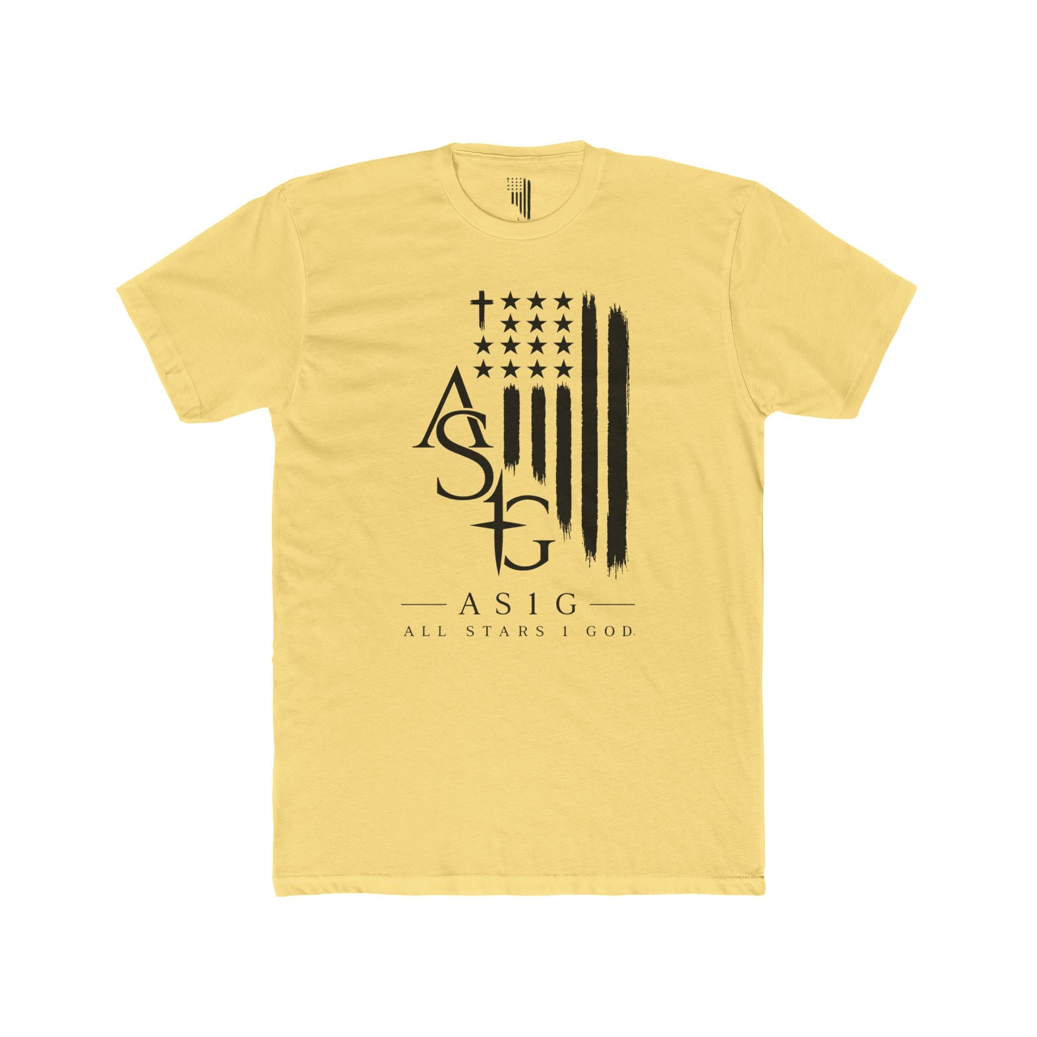 ASIG All Stars Club Flag Graphic Tee — Vintage Monochrome Patriotic T‑Shirt