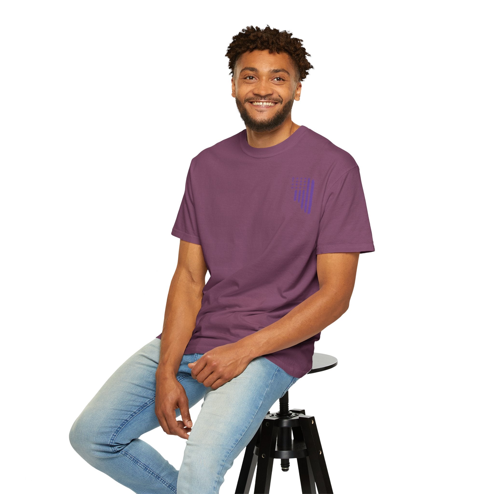 ASIG All Stars & God Flag T‑Shirt — Purple Brushstroke American Flag Tee