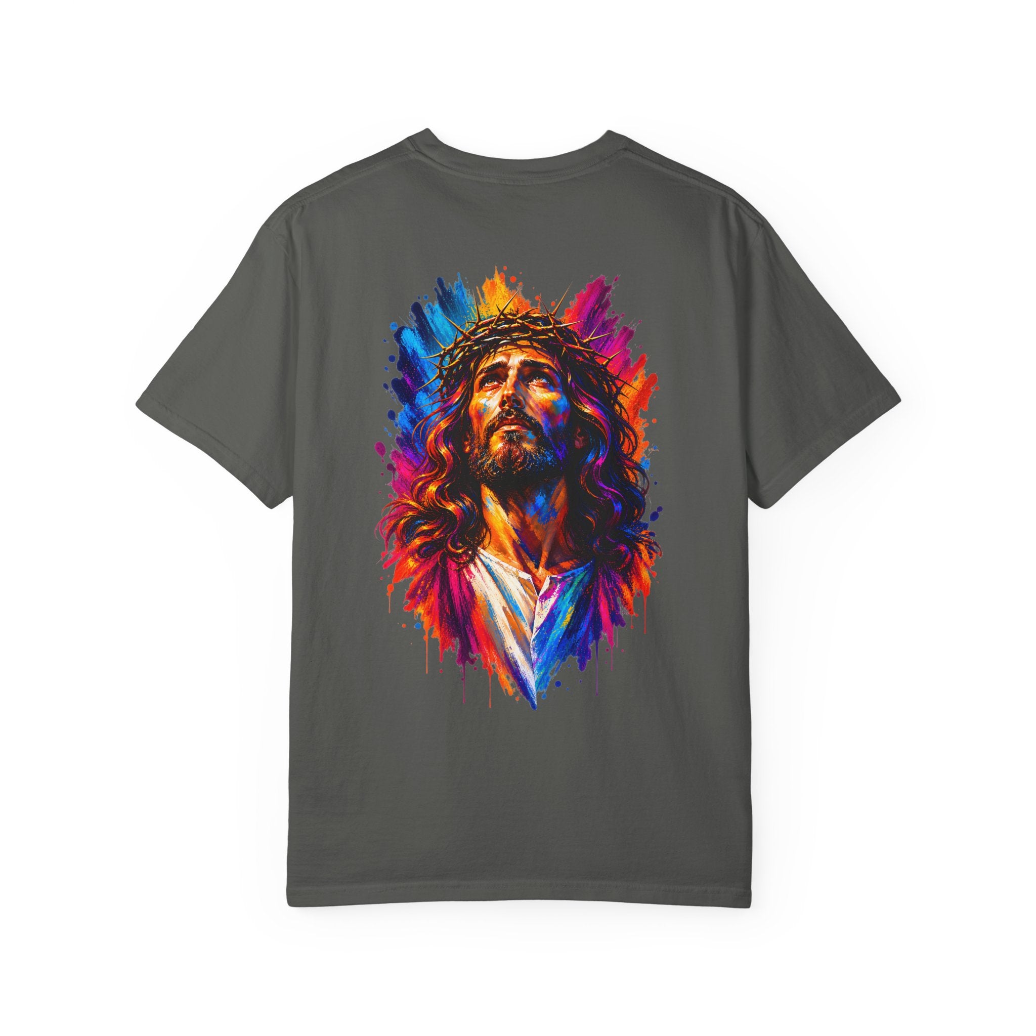 Jesus Portrait T-Shirt — Colorful Watercolor Cross Tee