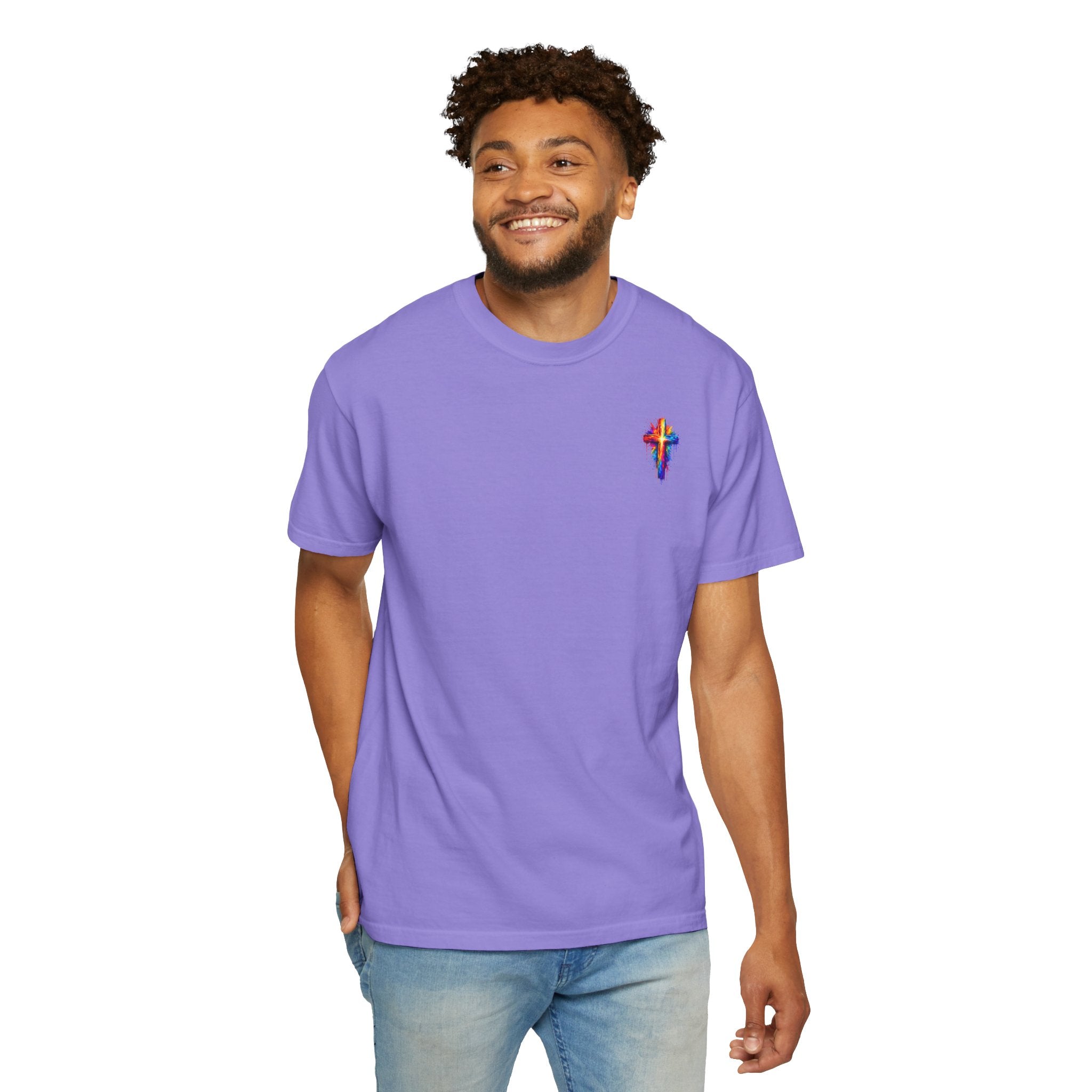 Jesus Portrait T-Shirt — Colorful Watercolor Cross Tee