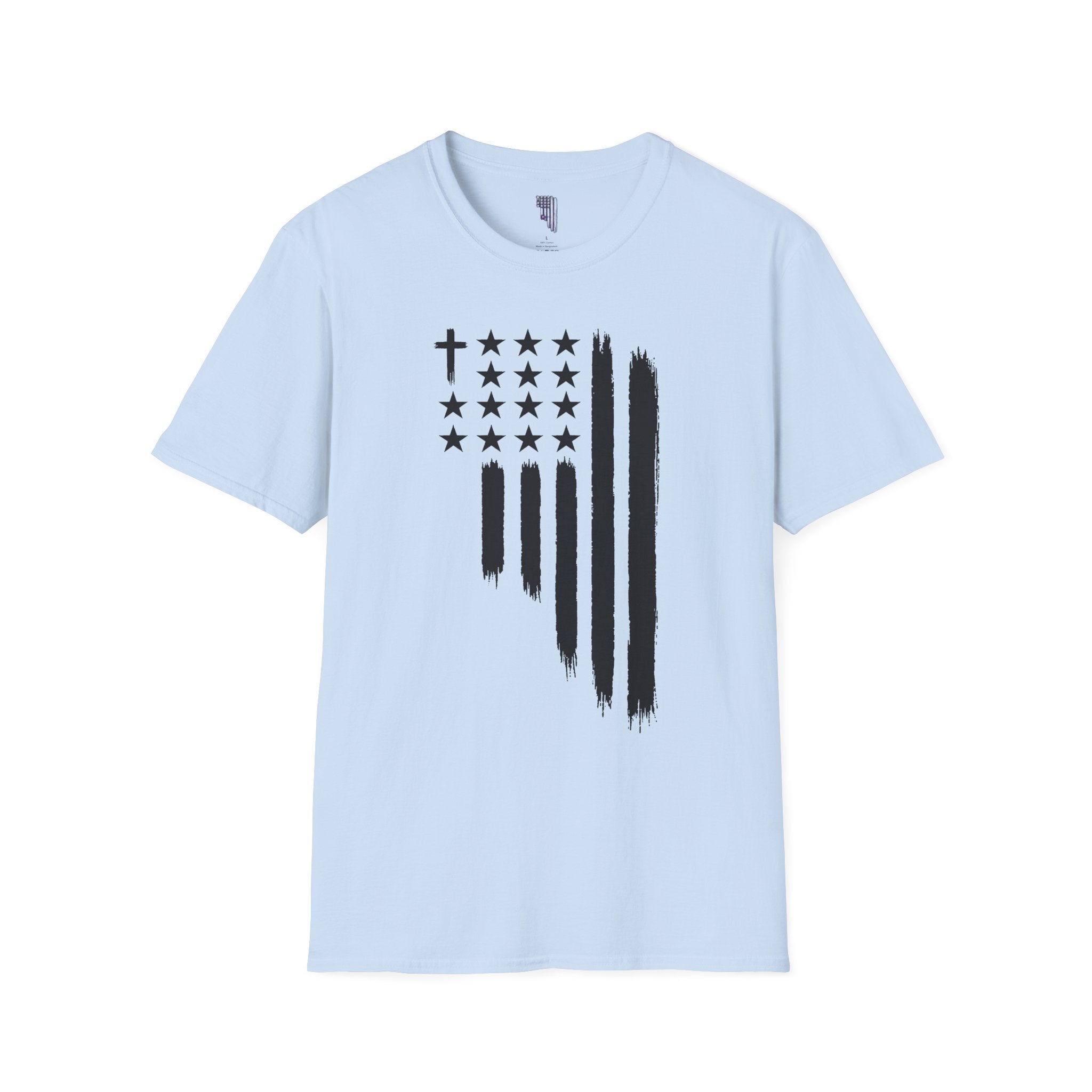 Christian Flag T-Shirt — Distressed American Cross Stars Tee