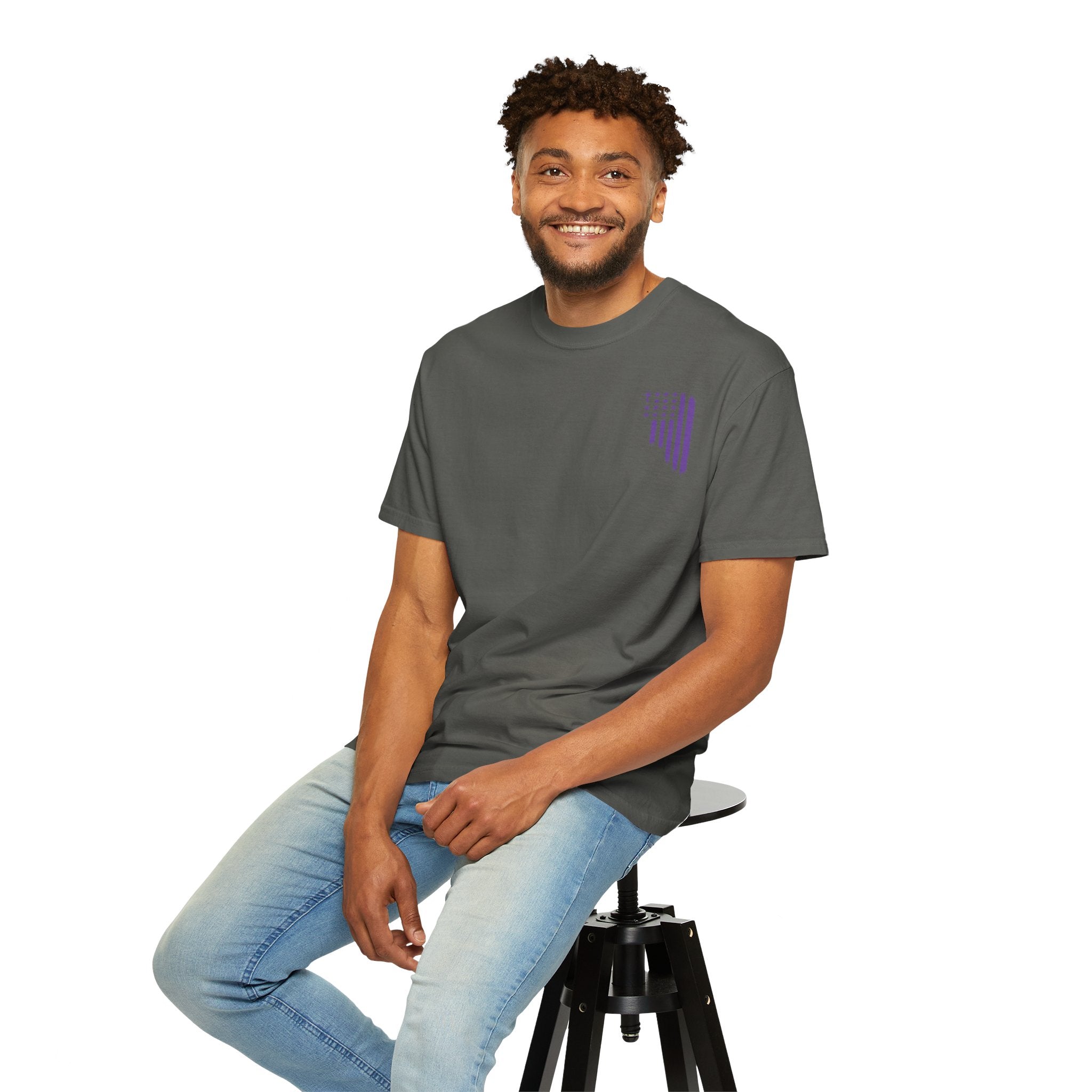 ASIG All Stars & God Flag T‑Shirt — Purple Brushstroke American Flag Tee