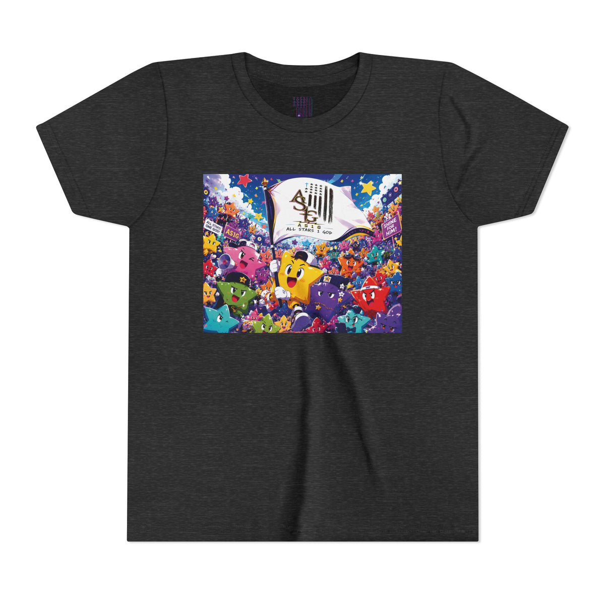 STAR RALLY - Colorful Cartoon Stars Crew with 'The First' Cap Design