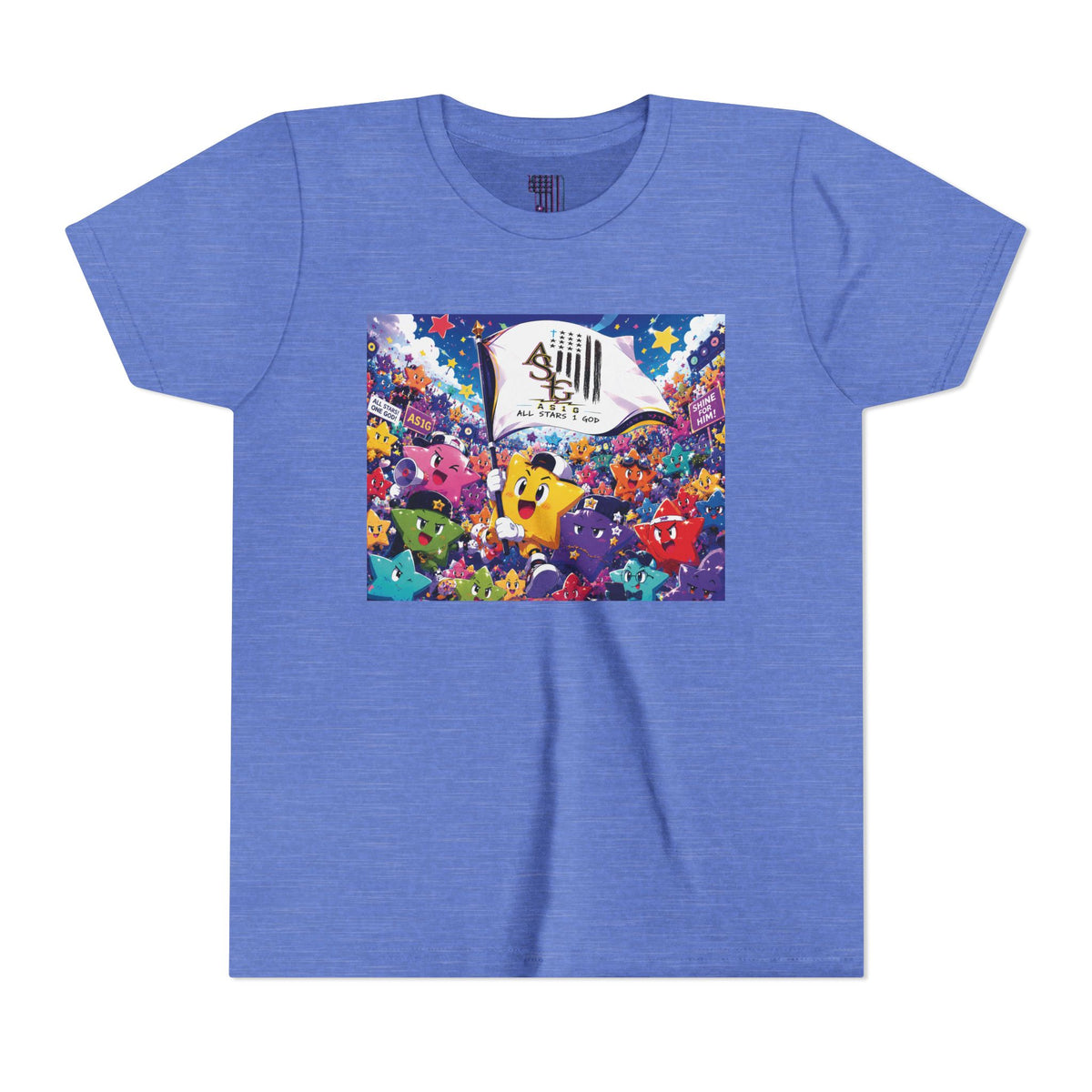 STAR RALLY - Colorful Cartoon Stars Crew with 'The First' Cap Design