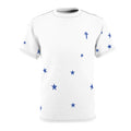Star Scatter Tee — Blue Stars & Cross All-Over Print