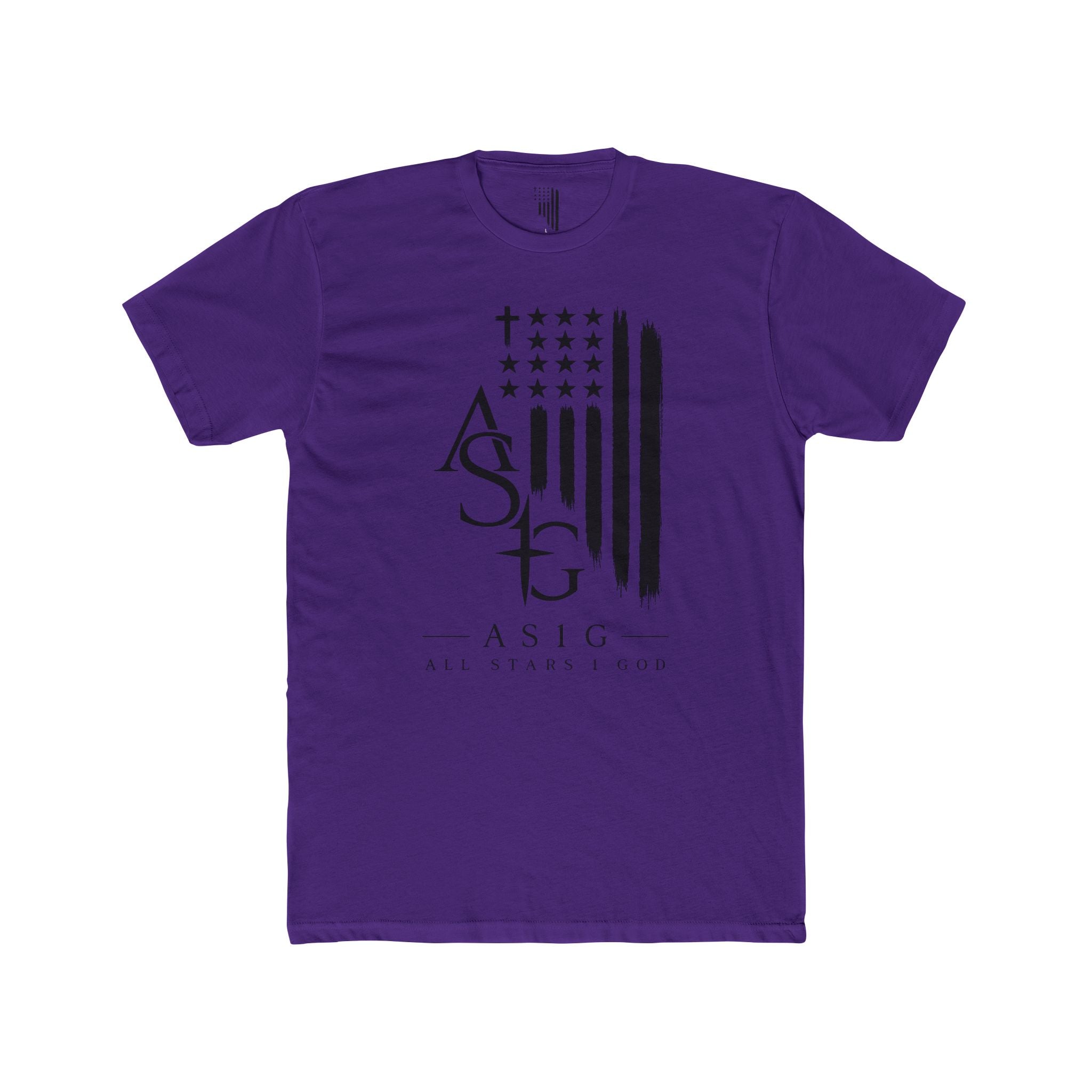 ASIG All Stars Club Flag Graphic Tee — Vintage Monochrome Patriotic T‑Shirt