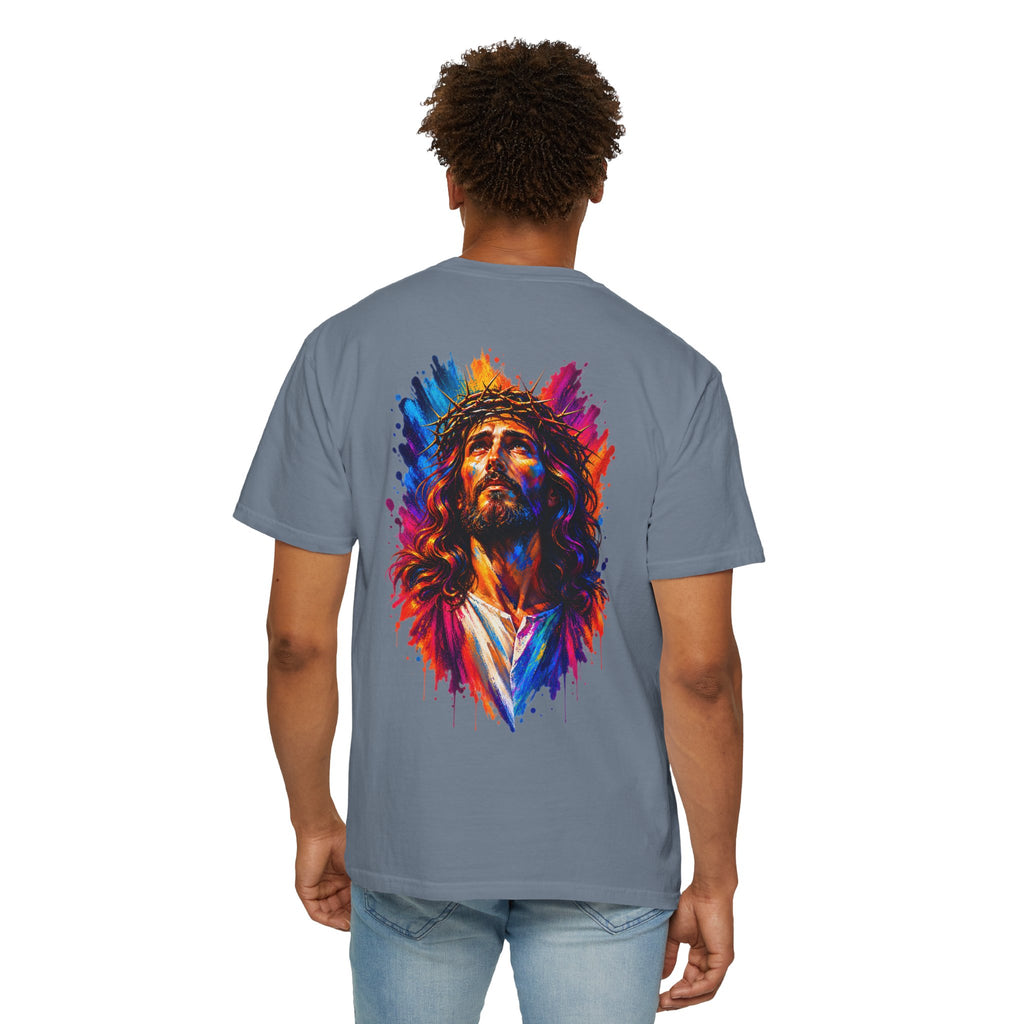 Jesus Portrait T-Shirt — Colorful Watercolor Cross Tee