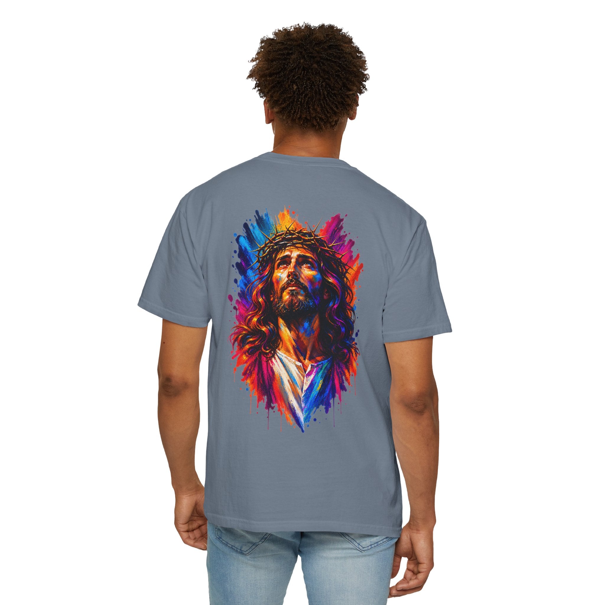 Jesus Portrait T-Shirt — Colorful Watercolor Cross Tee