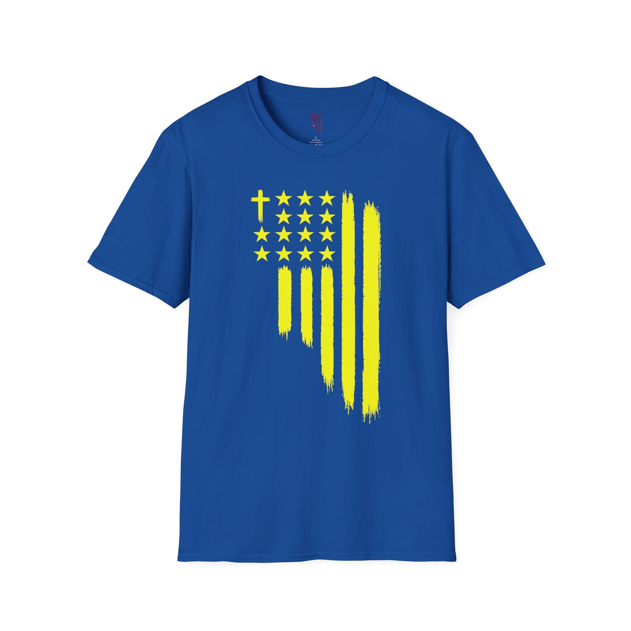 Neon Yellow Stylized American Flag T-Shirt