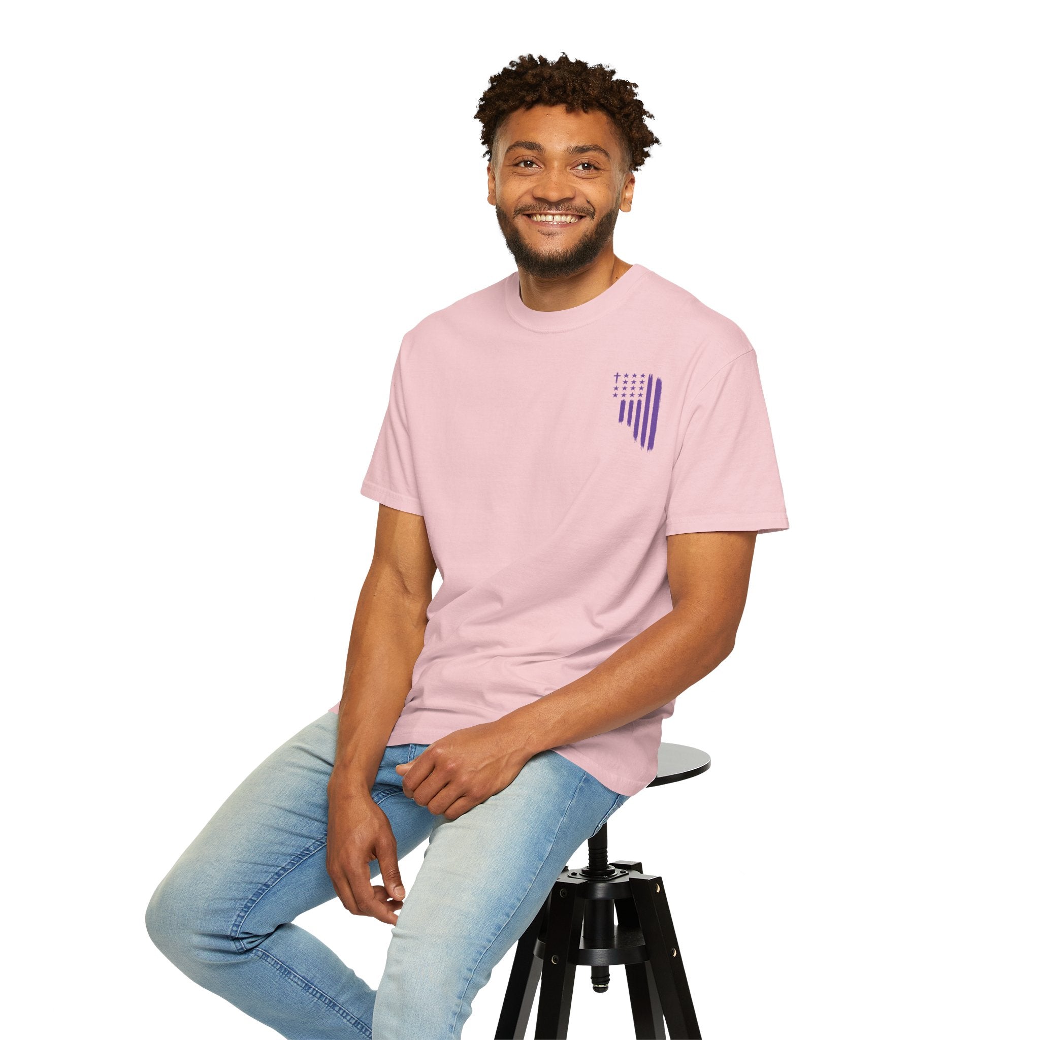 ASIG All Stars & God Flag T‑Shirt — Purple Brushstroke American Flag Tee