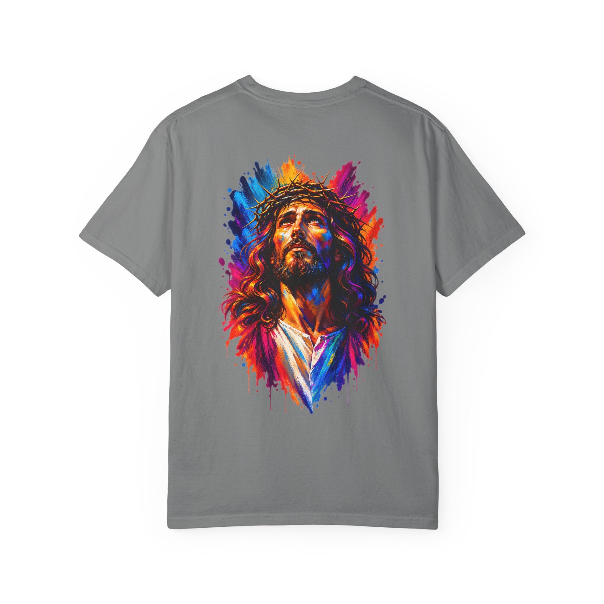 Jesus Portrait T-Shirt — Colorful Watercolor Cross Tee