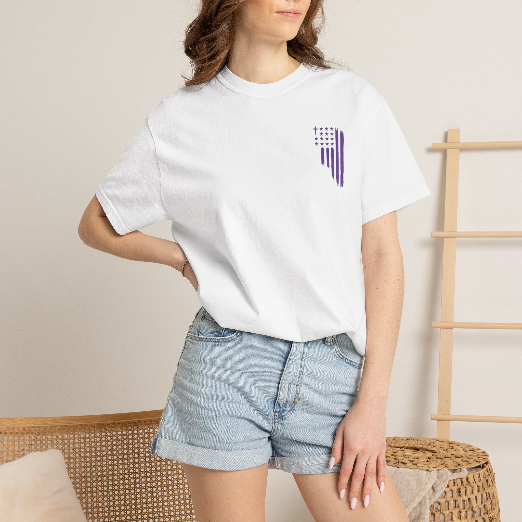 ASIG All Stars & God Flag T‑Shirt — Purple Brushstroke American Flag Tee
