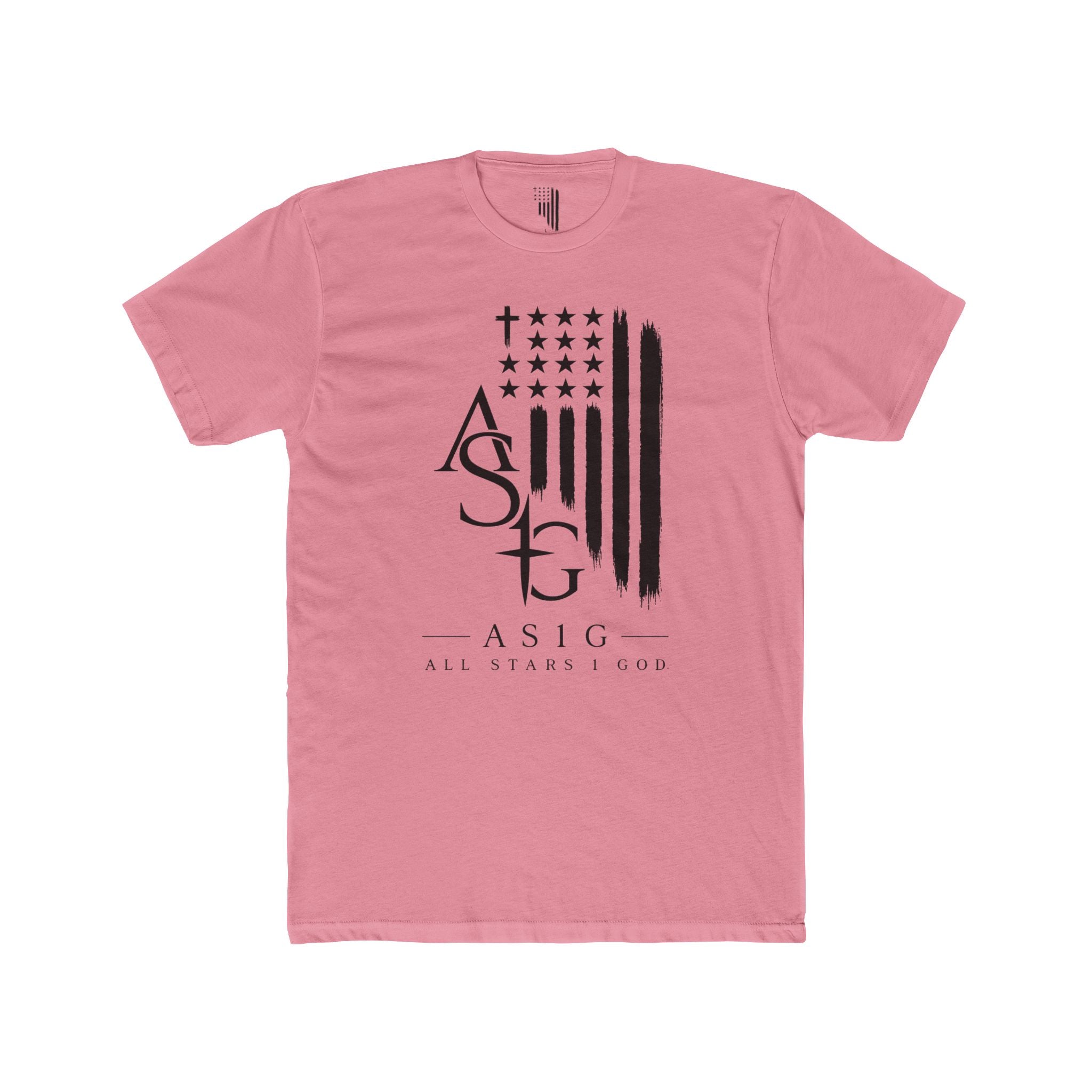 ASIG All Stars Club Flag Graphic Tee — Vintage Monochrome Patriotic T‑Shirt