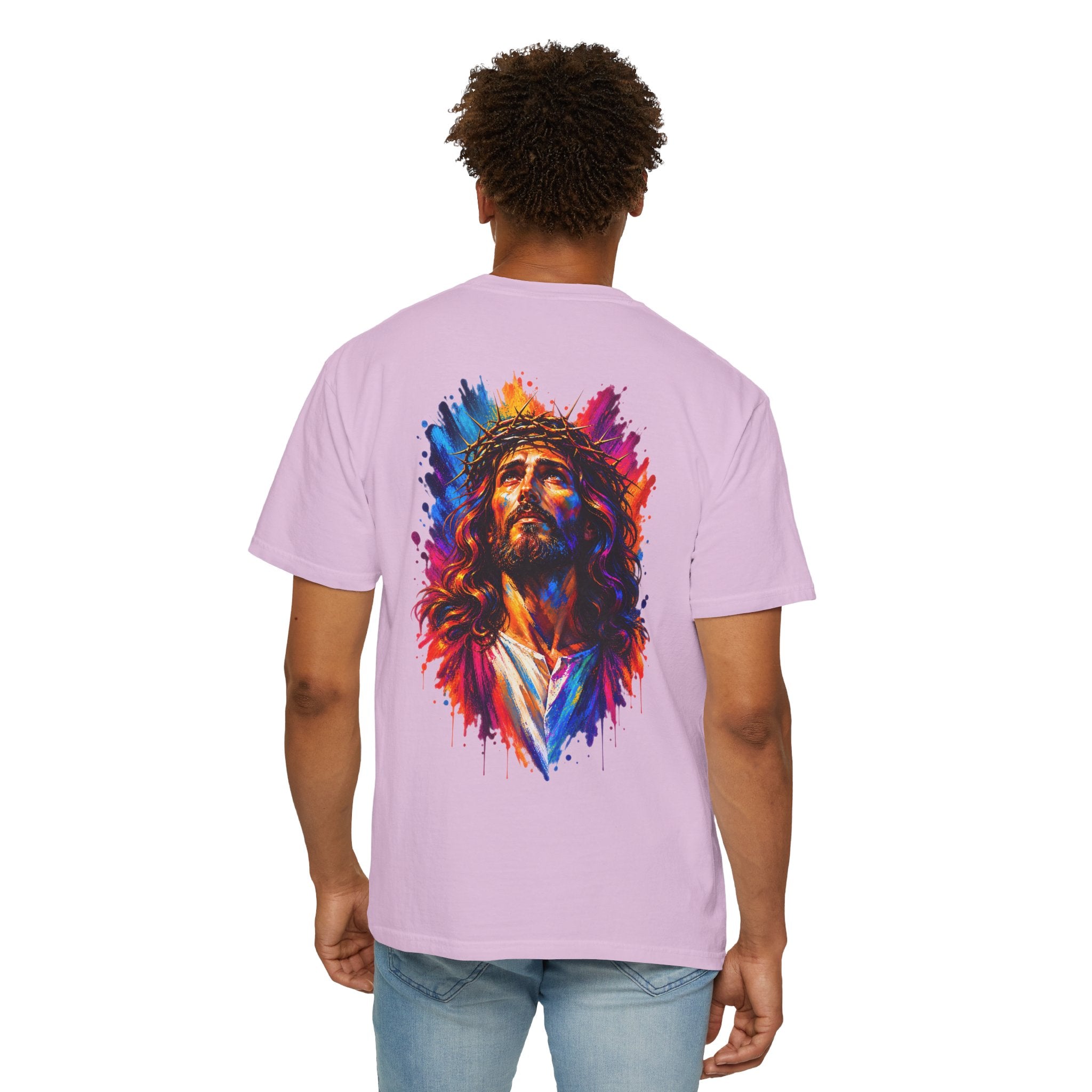 Jesus Portrait T-Shirt — Colorful Watercolor Cross Tee