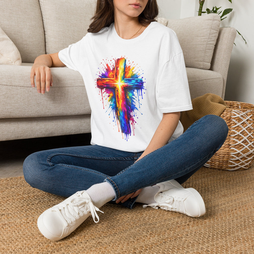 Rainbow Watercolor Cross T-Shirt