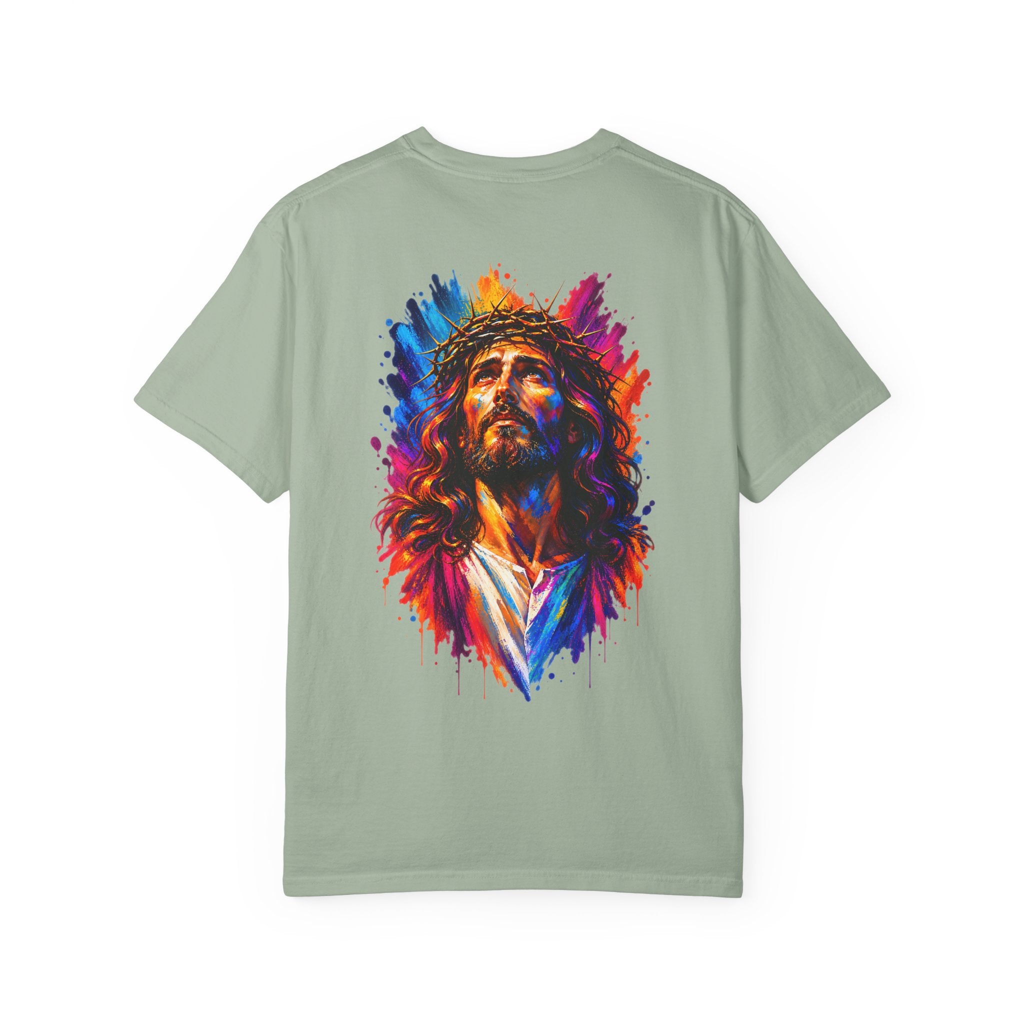 Jesus Portrait T-Shirt — Colorful Watercolor Cross Tee