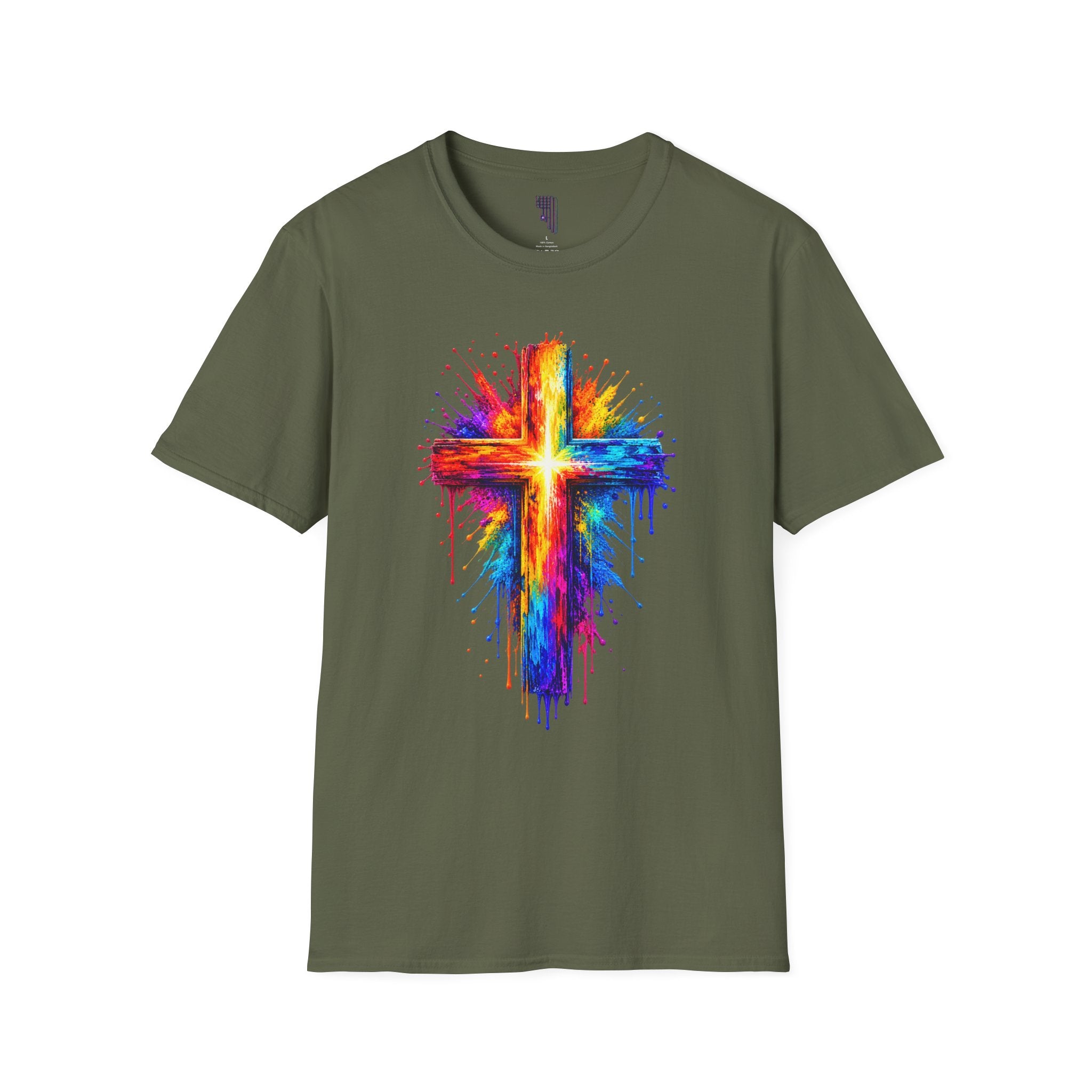 Rainbow Watercolor Cross T-Shirt