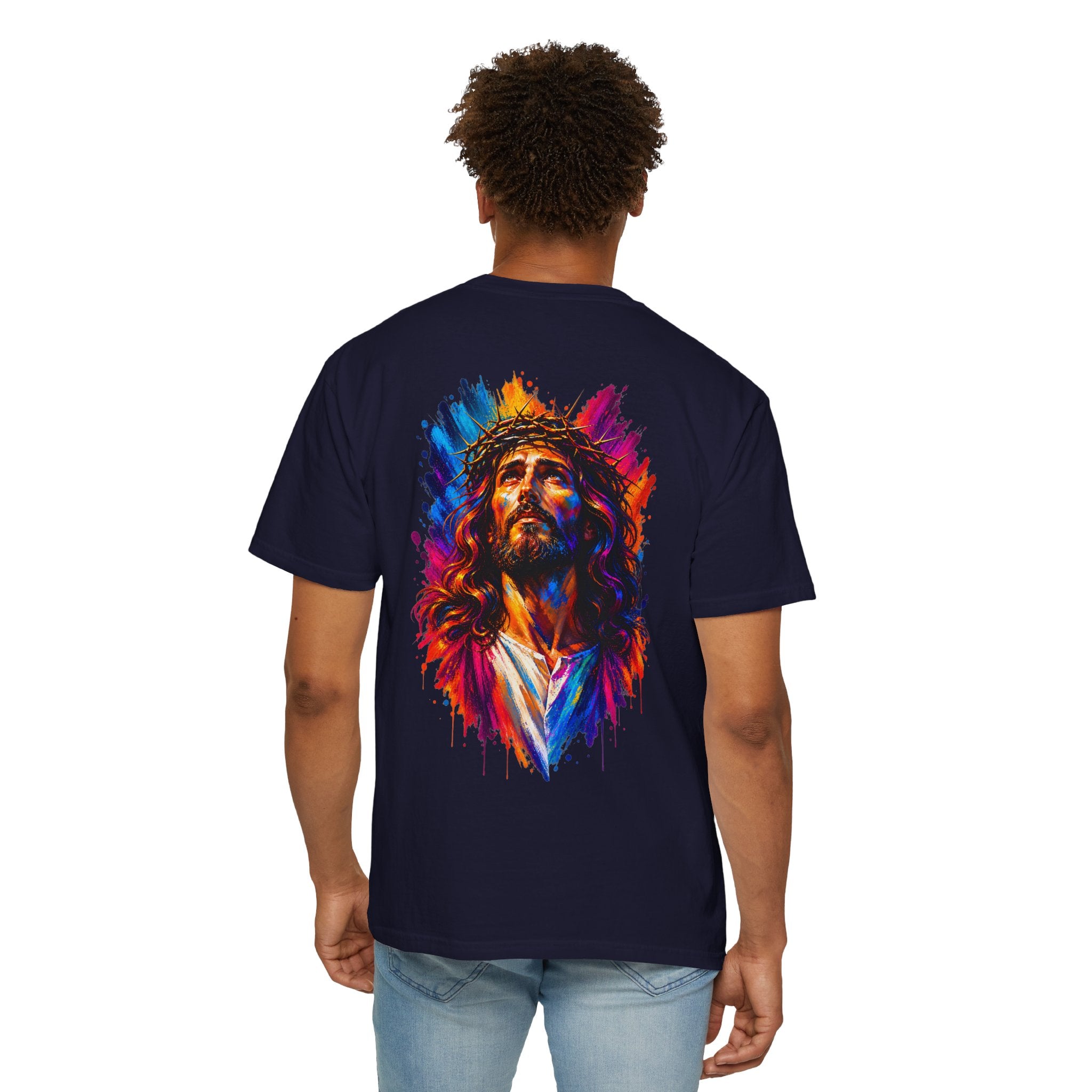 Jesus Portrait T-Shirt — Colorful Watercolor Cross Tee
