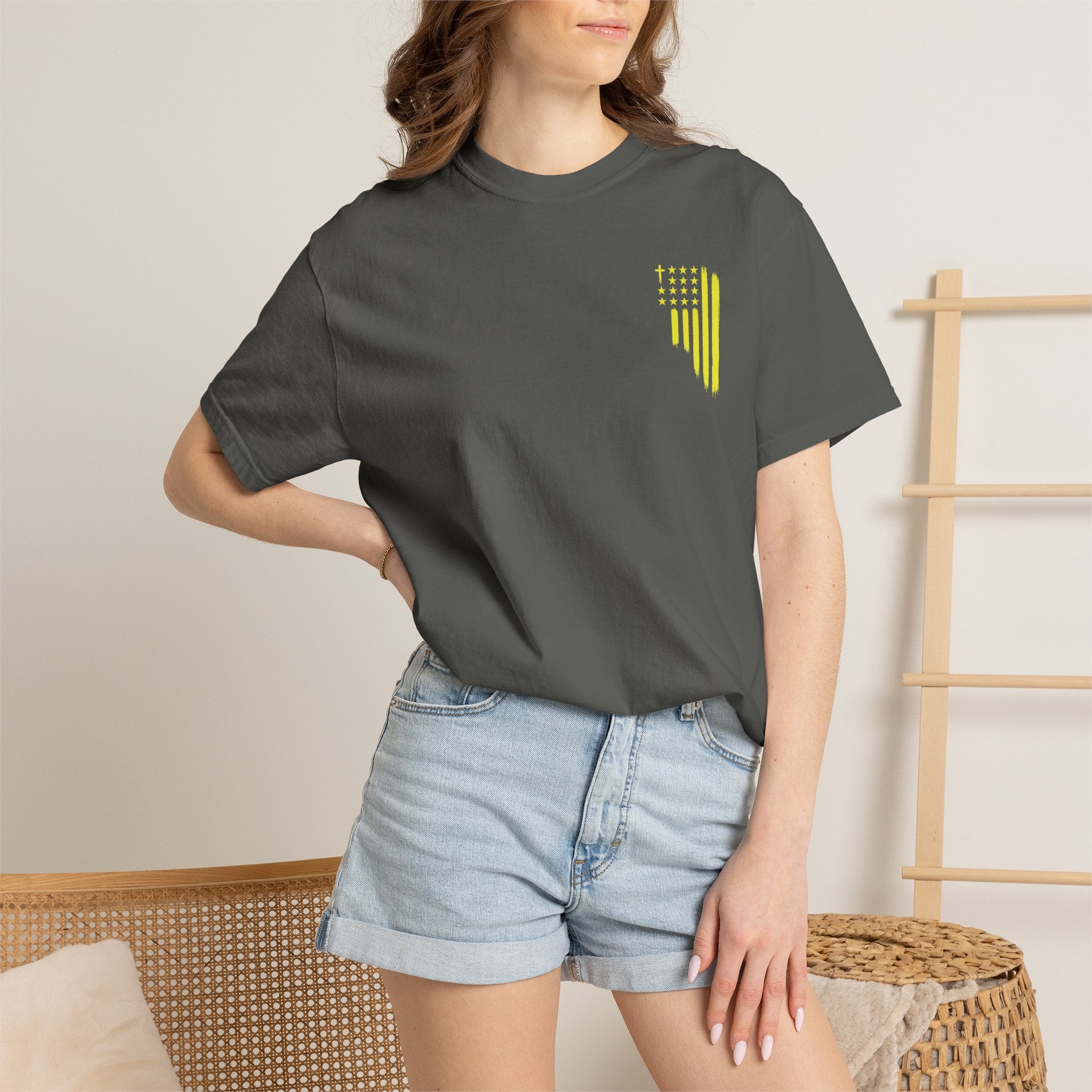 Yellow Flag Graphic T-Shirt — ASFG Patriotic Brushstroke Tee