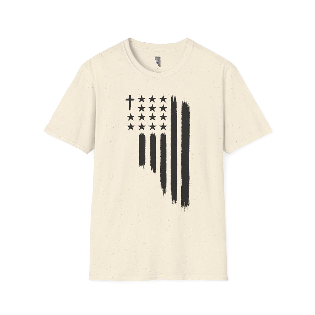 Christian Flag T-Shirt — Distressed American Cross Stars Tee