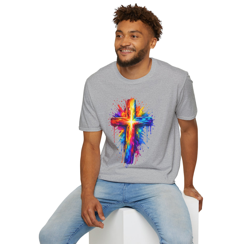 Rainbow Watercolor Cross T-Shirt