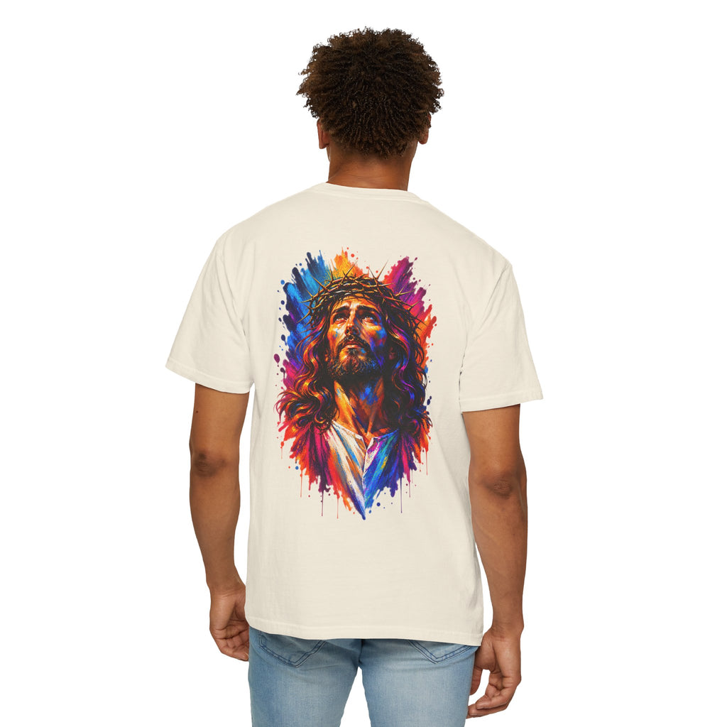 Jesus Portrait T-Shirt — Colorful Watercolor Cross Tee