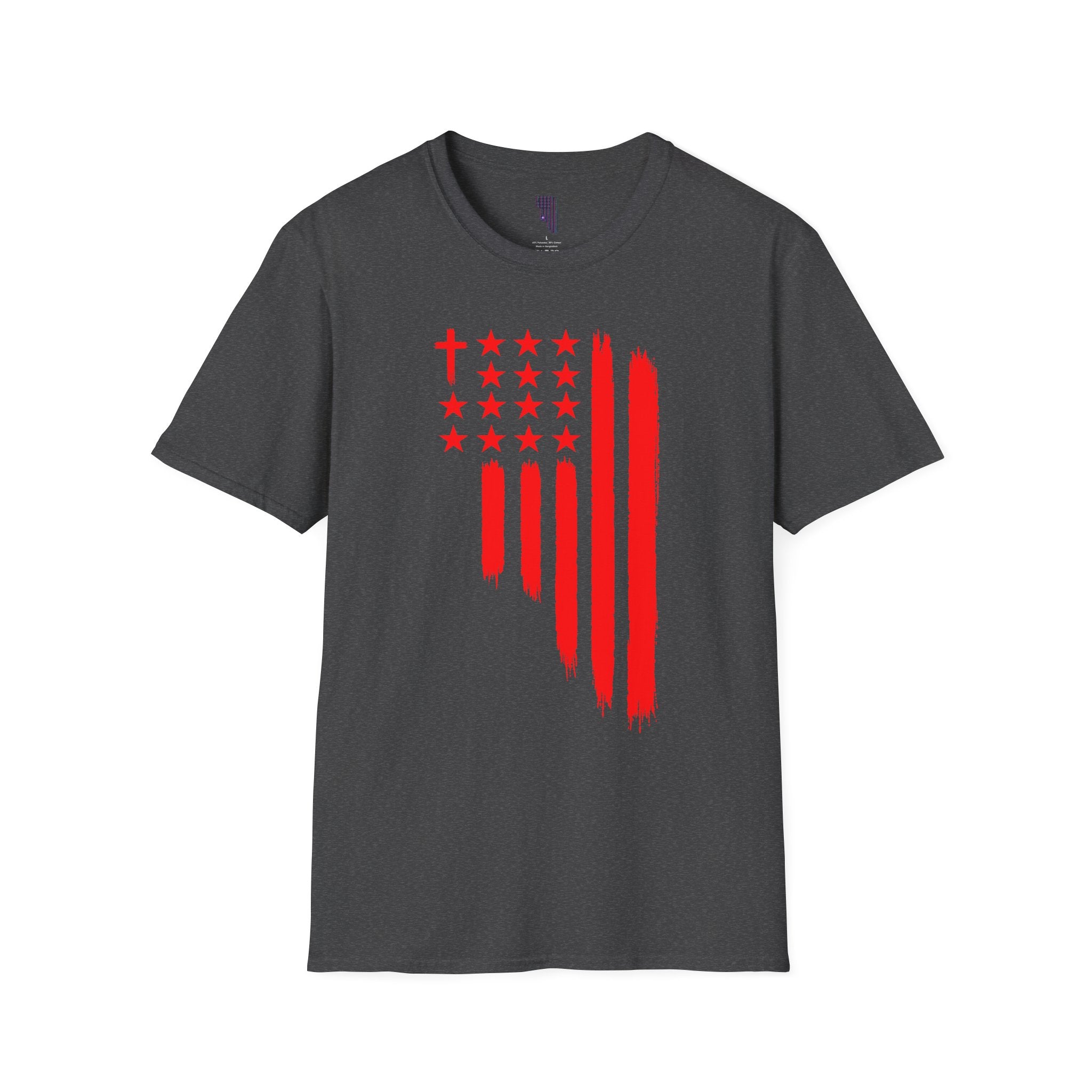 Patriotic Cross & Stars Flag T-Shirt — Christian American Flag Tee