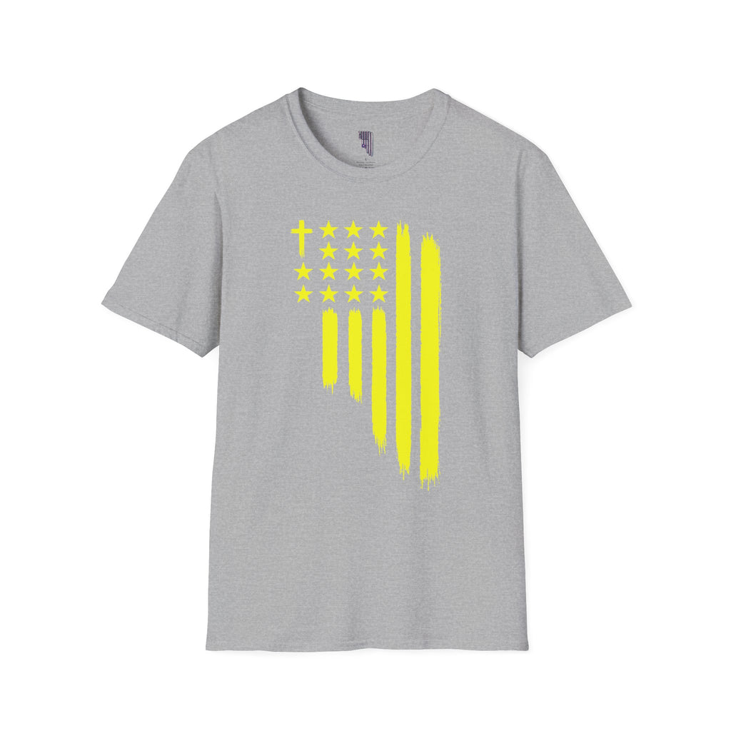 Neon Yellow Stylized American Flag T-Shirt