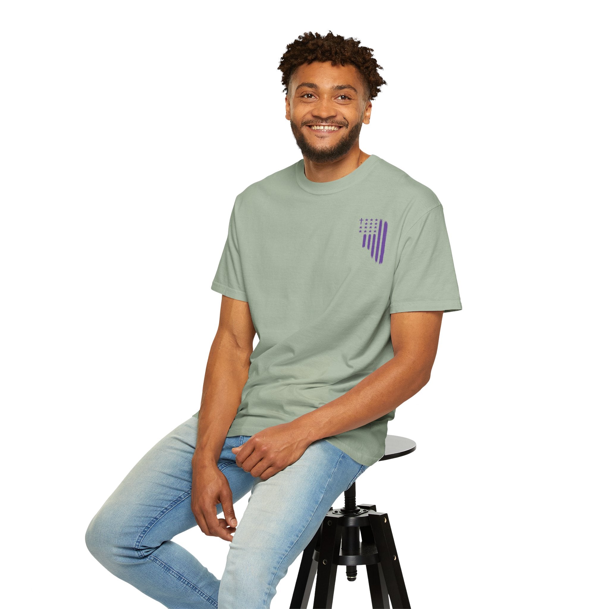 ASIG All Stars & God Flag T‑Shirt — Purple Brushstroke American Flag Tee