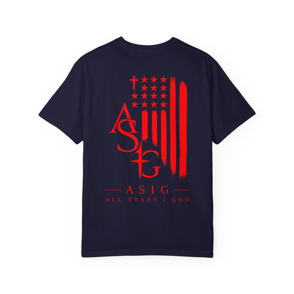 ASIG Patriotic Graphic T-Shirt — All Stars I God Red Flag Tee