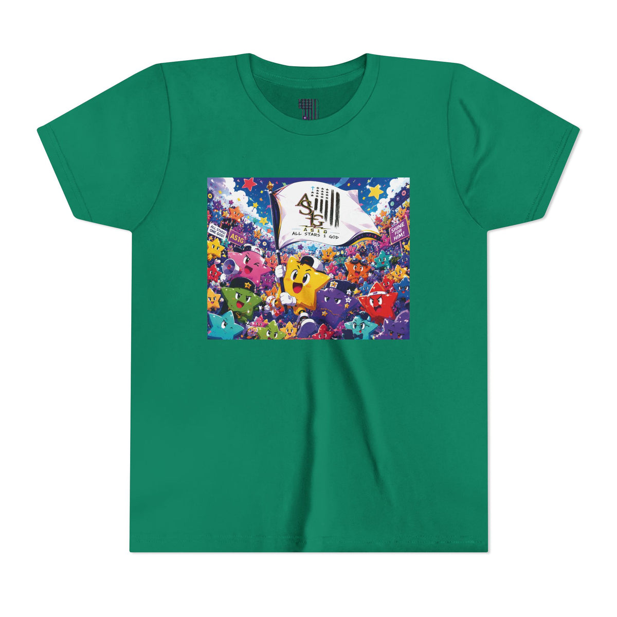 STAR RALLY - Colorful Cartoon Stars Crew with 'The First' Cap Design