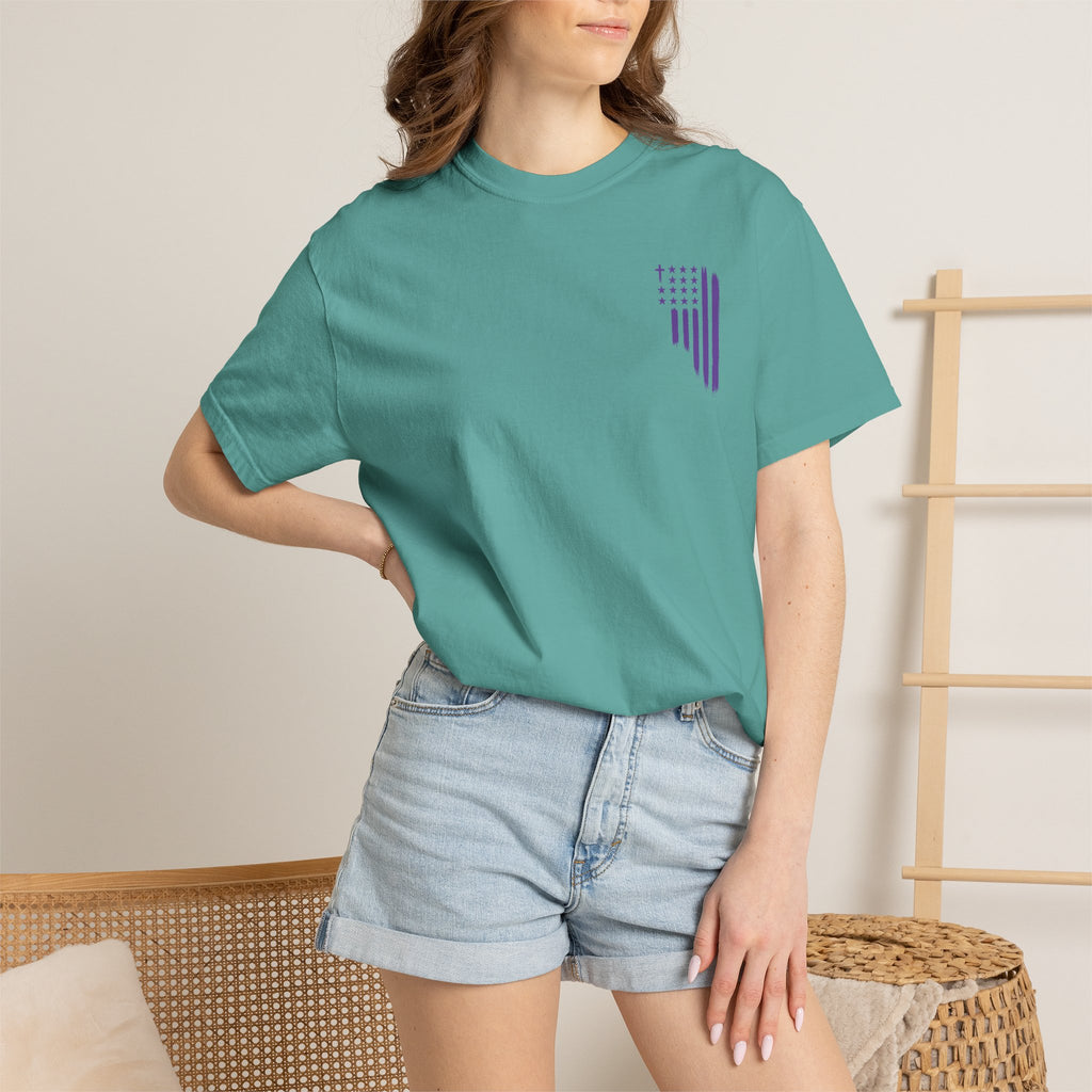 ASIG All Stars & God Flag T‑Shirt — Purple Brushstroke American Flag Tee