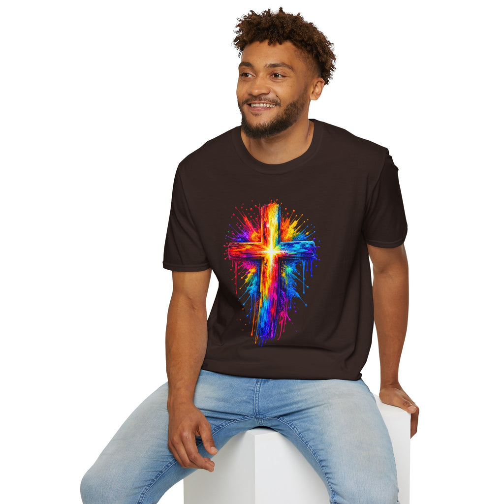 Rainbow Watercolor Cross T-Shirt
