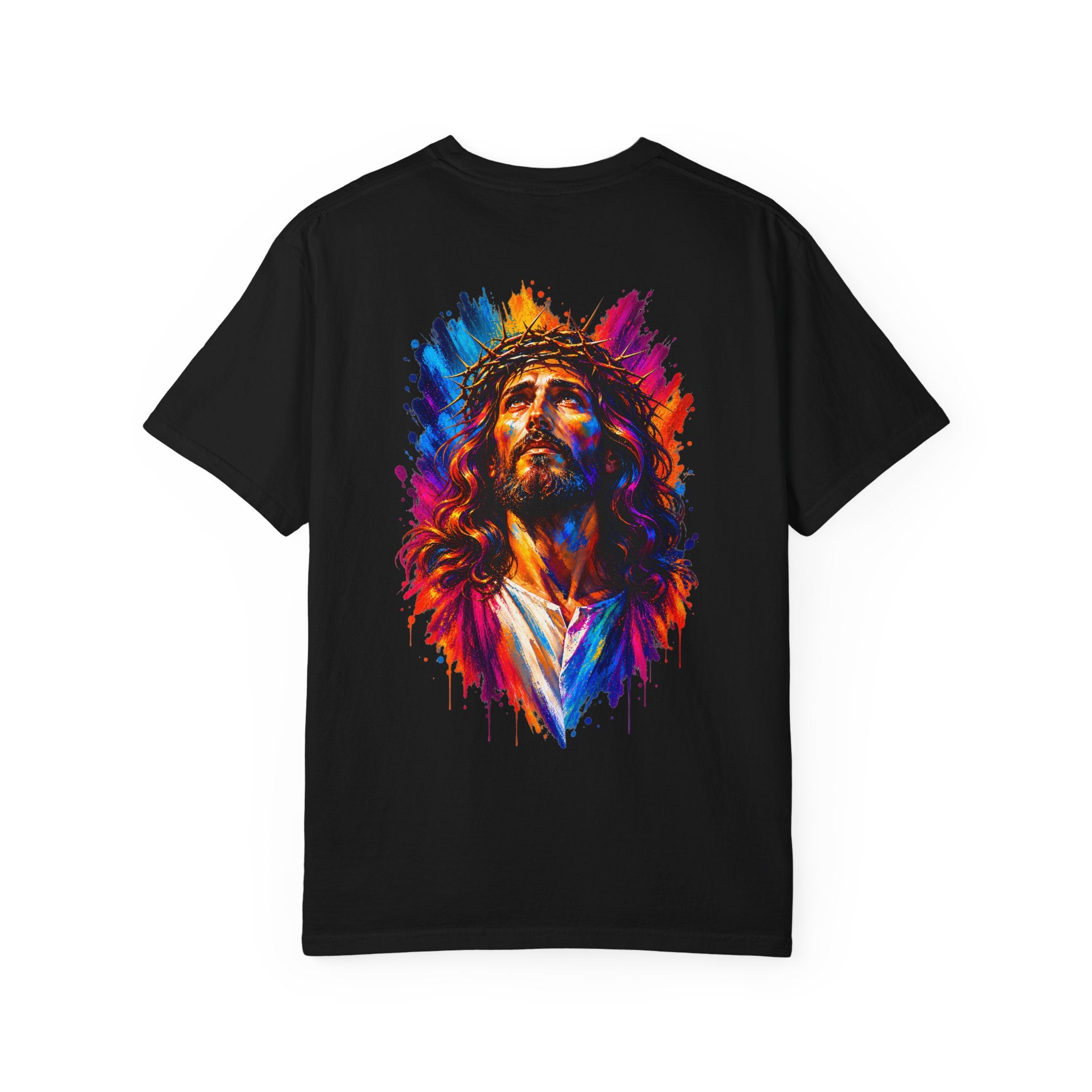 Jesus Portrait T-Shirt — Colorful Watercolor Cross Tee