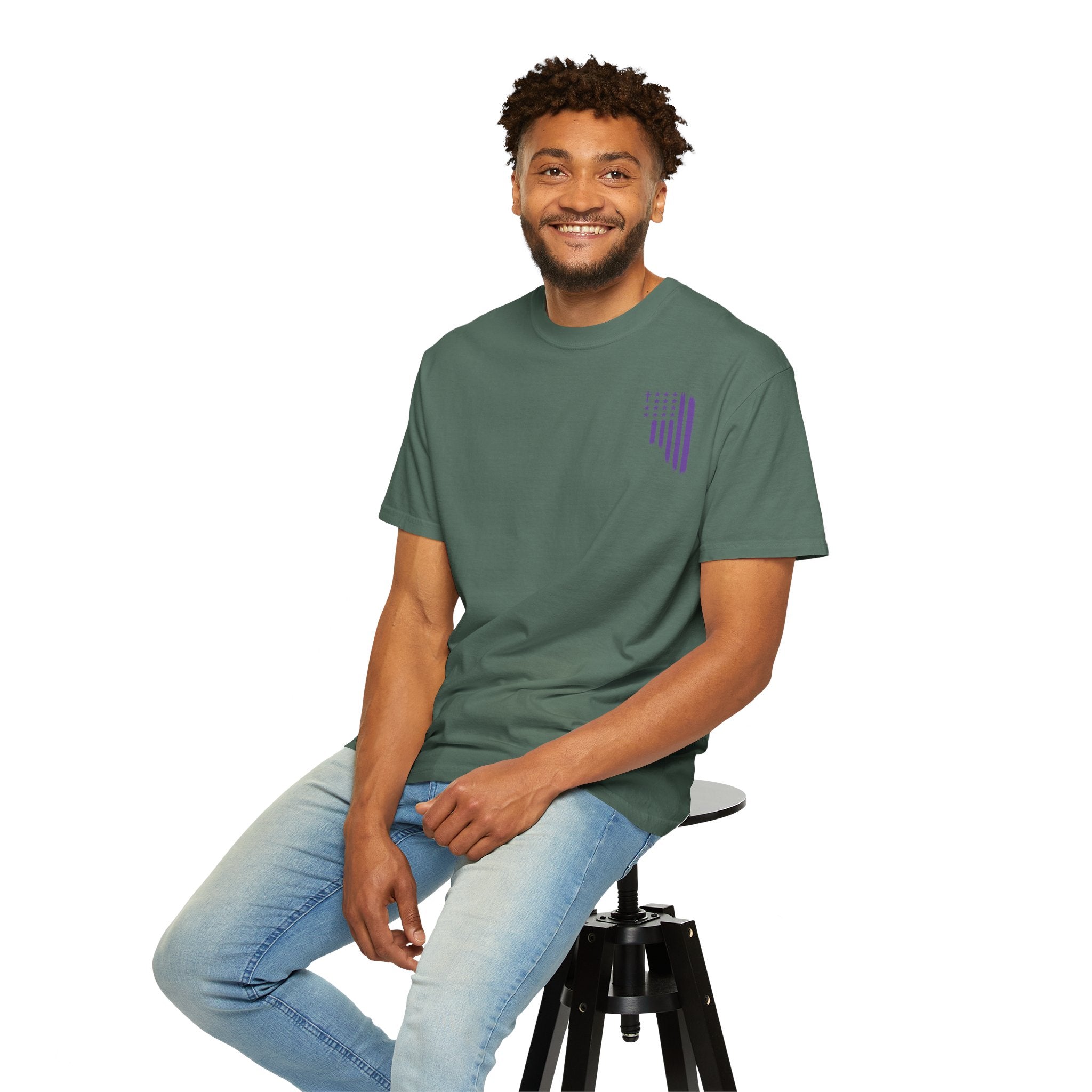 ASIG All Stars & God Flag T‑Shirt — Purple Brushstroke American Flag Tee