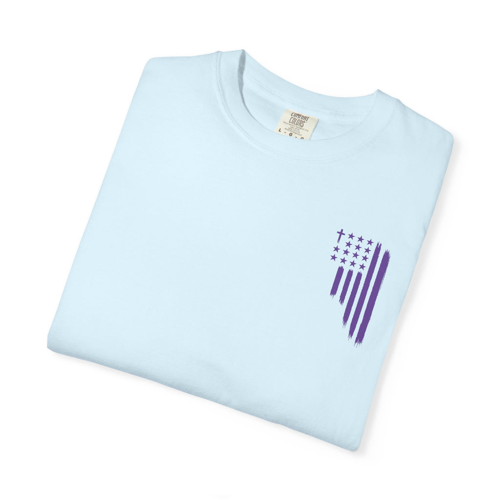 ASIG All Stars & God Flag T‑Shirt — Purple Brushstroke American Flag Tee