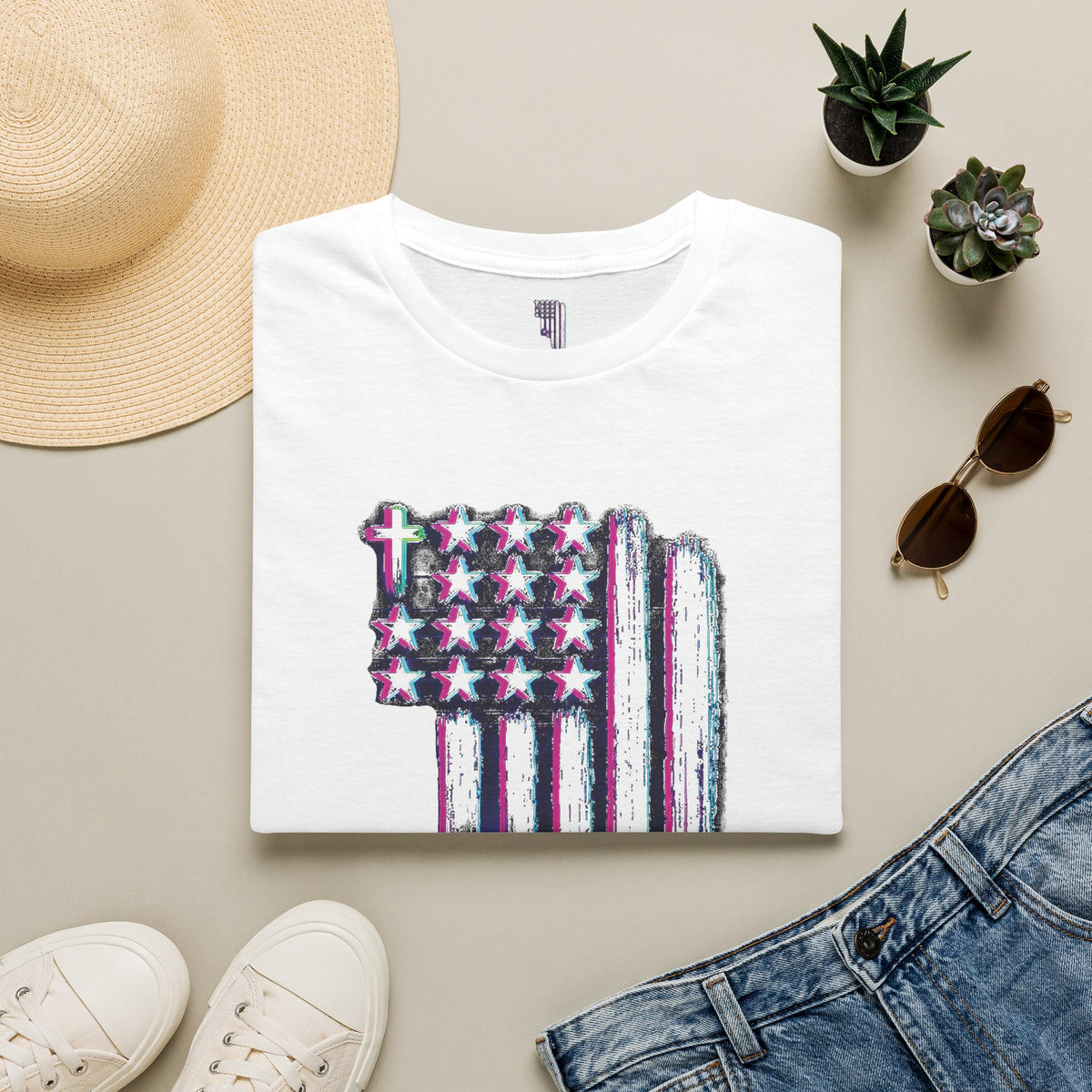 Distressed American Flag T-Shirt — 80'S Retro Stars & Stripes Tee