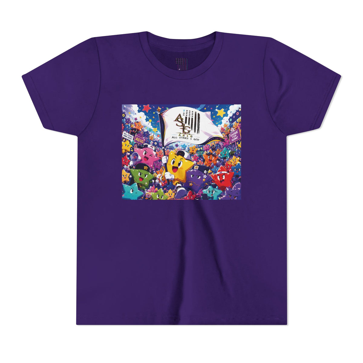 STAR RALLY - Colorful Cartoon Stars Crew with 'The First' Cap Design