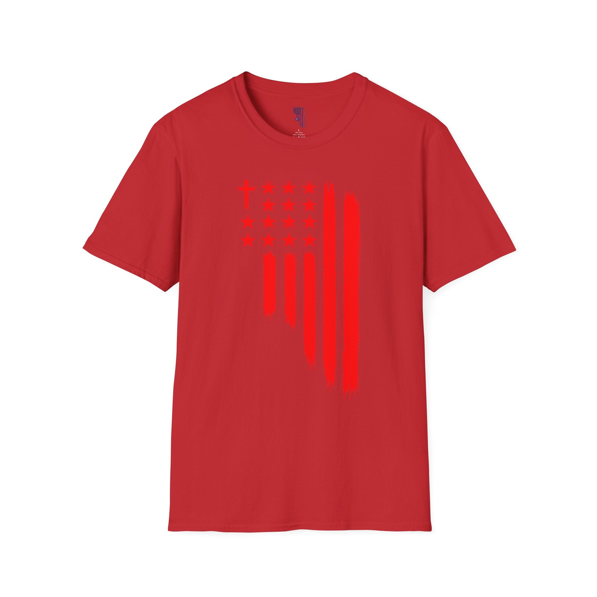 Patriotic Cross & Stars Flag T-Shirt — Christian American Flag Tee