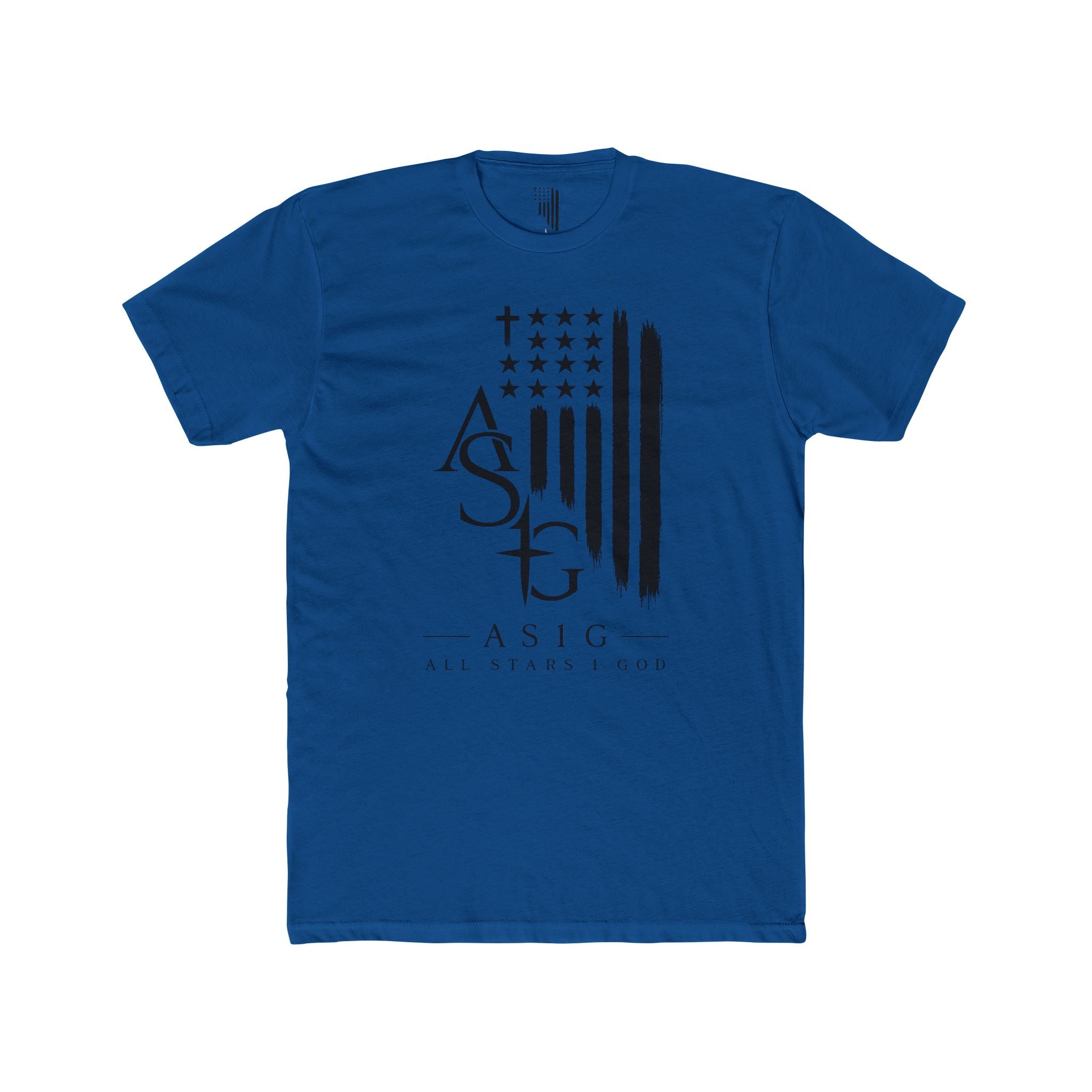 ASIG All Stars Club Flag Graphic Tee — Vintage Monochrome Patriotic T‑Shirt