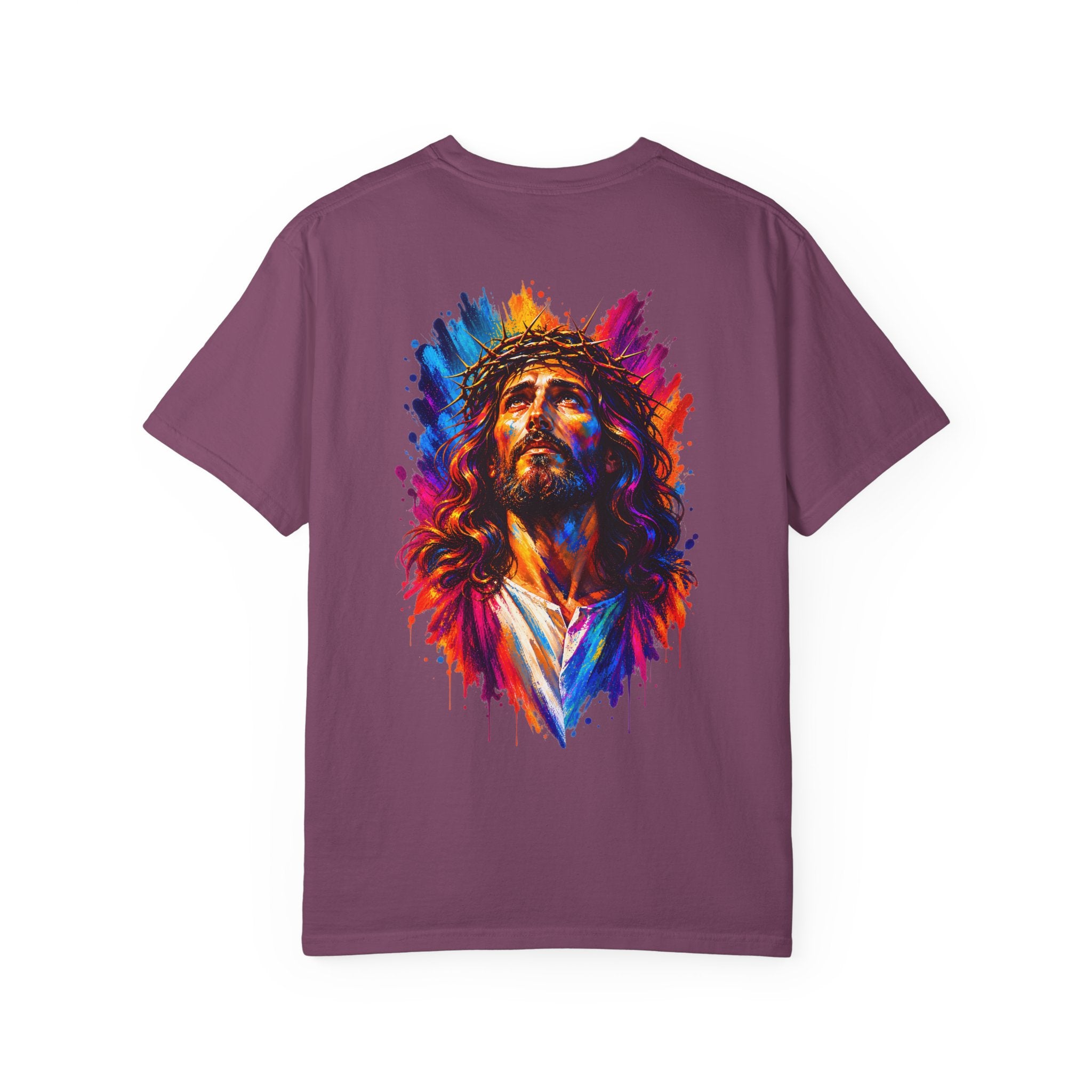 Jesus Portrait T-Shirt — Colorful Watercolor Cross Tee