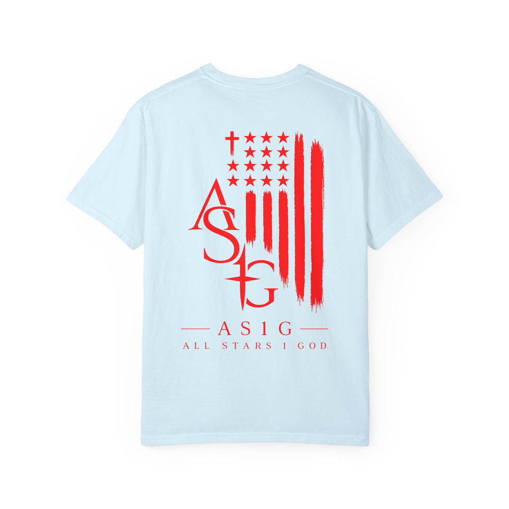 ASIG Patriotic Graphic T-Shirt — All Stars I God Red Flag Tee