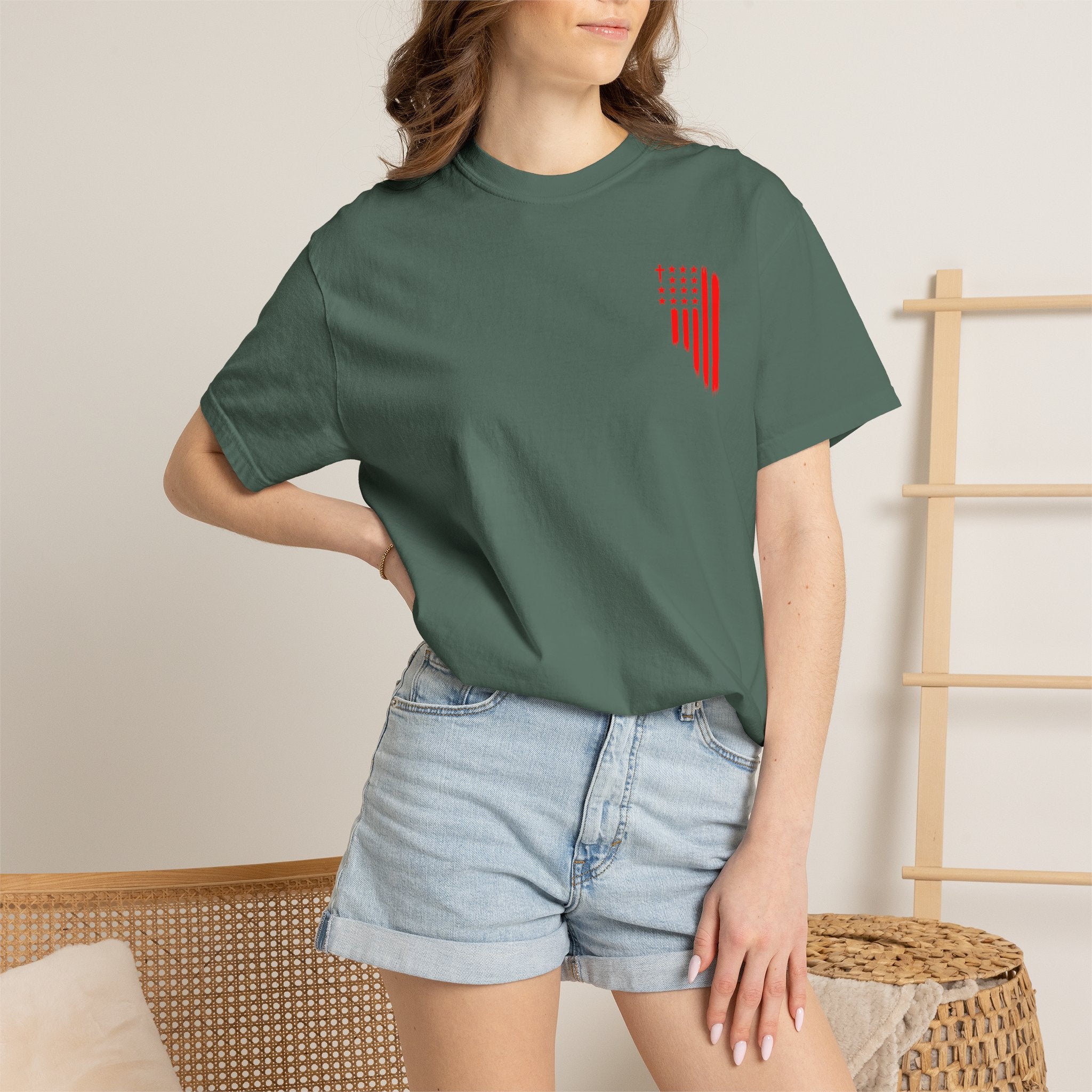ASIG Patriotic Graphic T-Shirt — All Stars I God Red Flag Tee