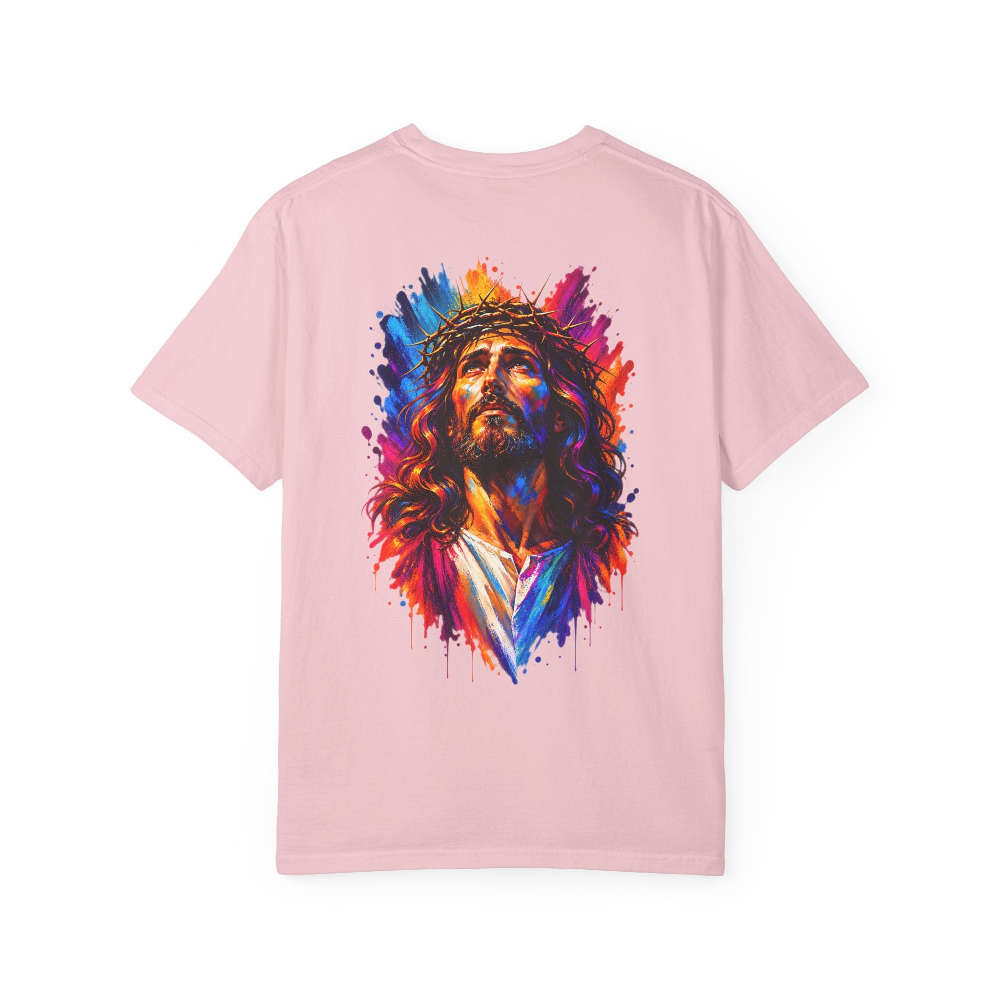 Jesus Portrait T-Shirt — Colorful Watercolor Cross Tee