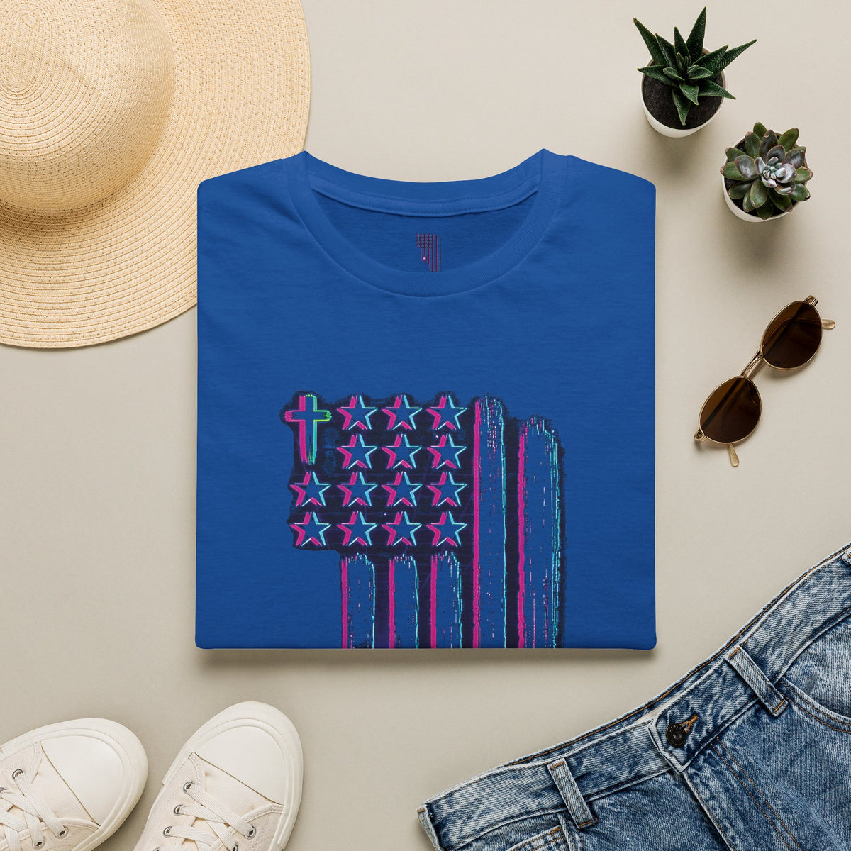 Distressed American Flag T-Shirt — 80'S Retro Stars & Stripes Tee
